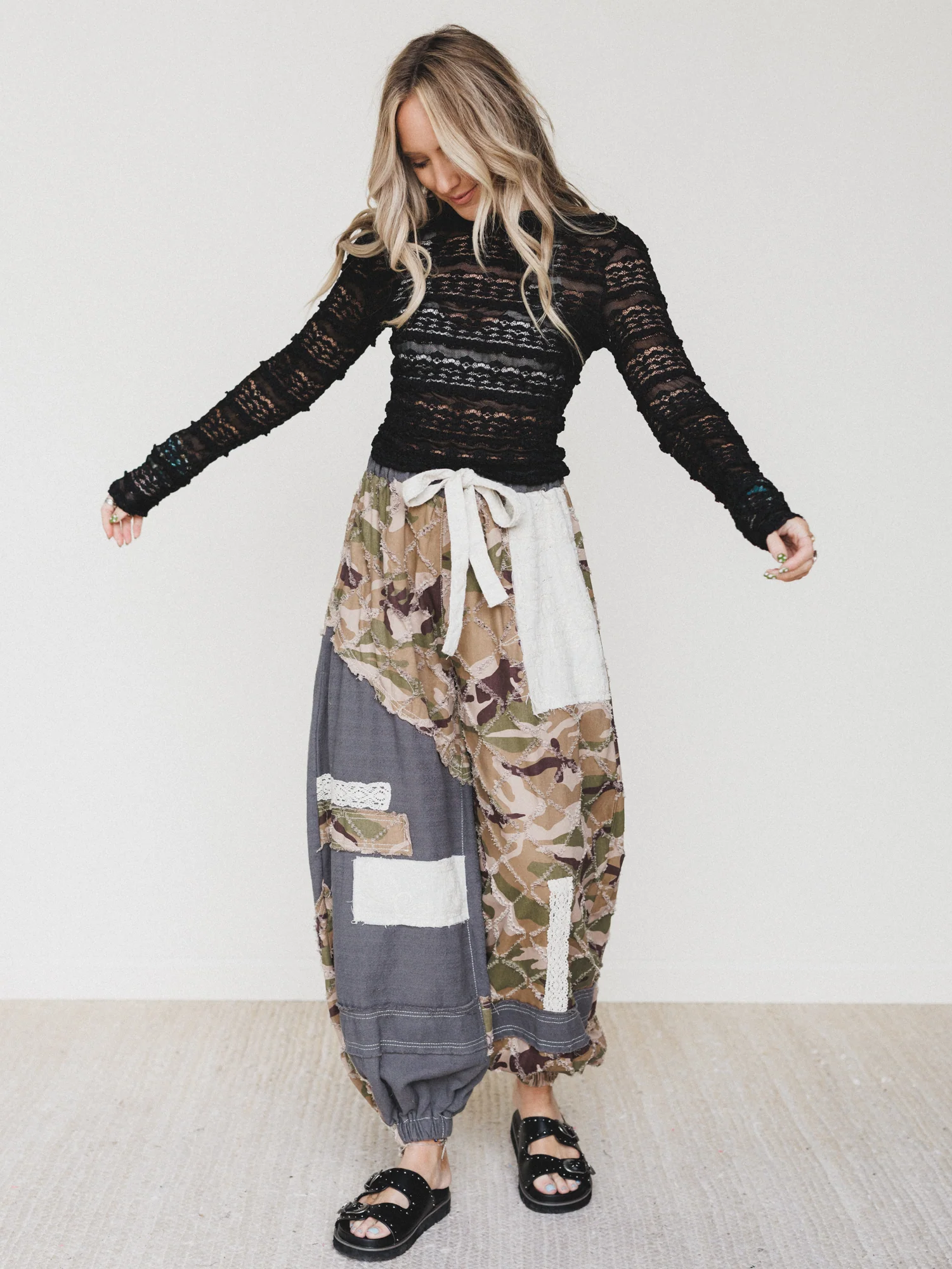 Camo Caravan Wide Leg Joggers - Charcoal - Image 2