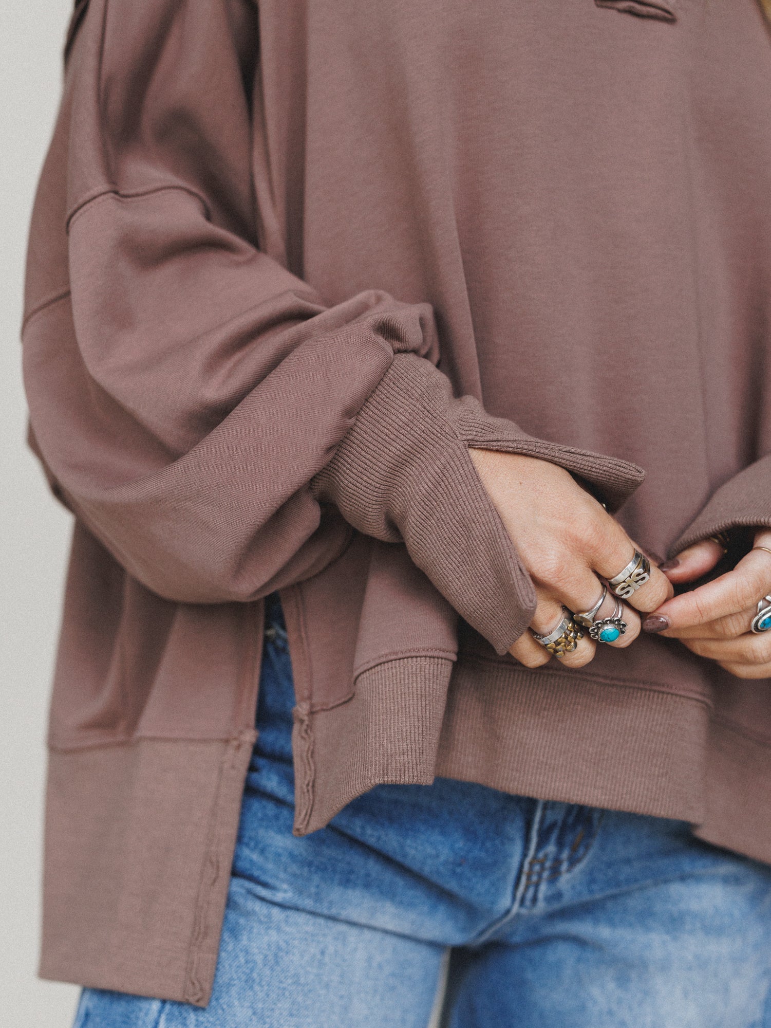 Candace Oversized Collar Sweatshirt - Mocha - Image 3