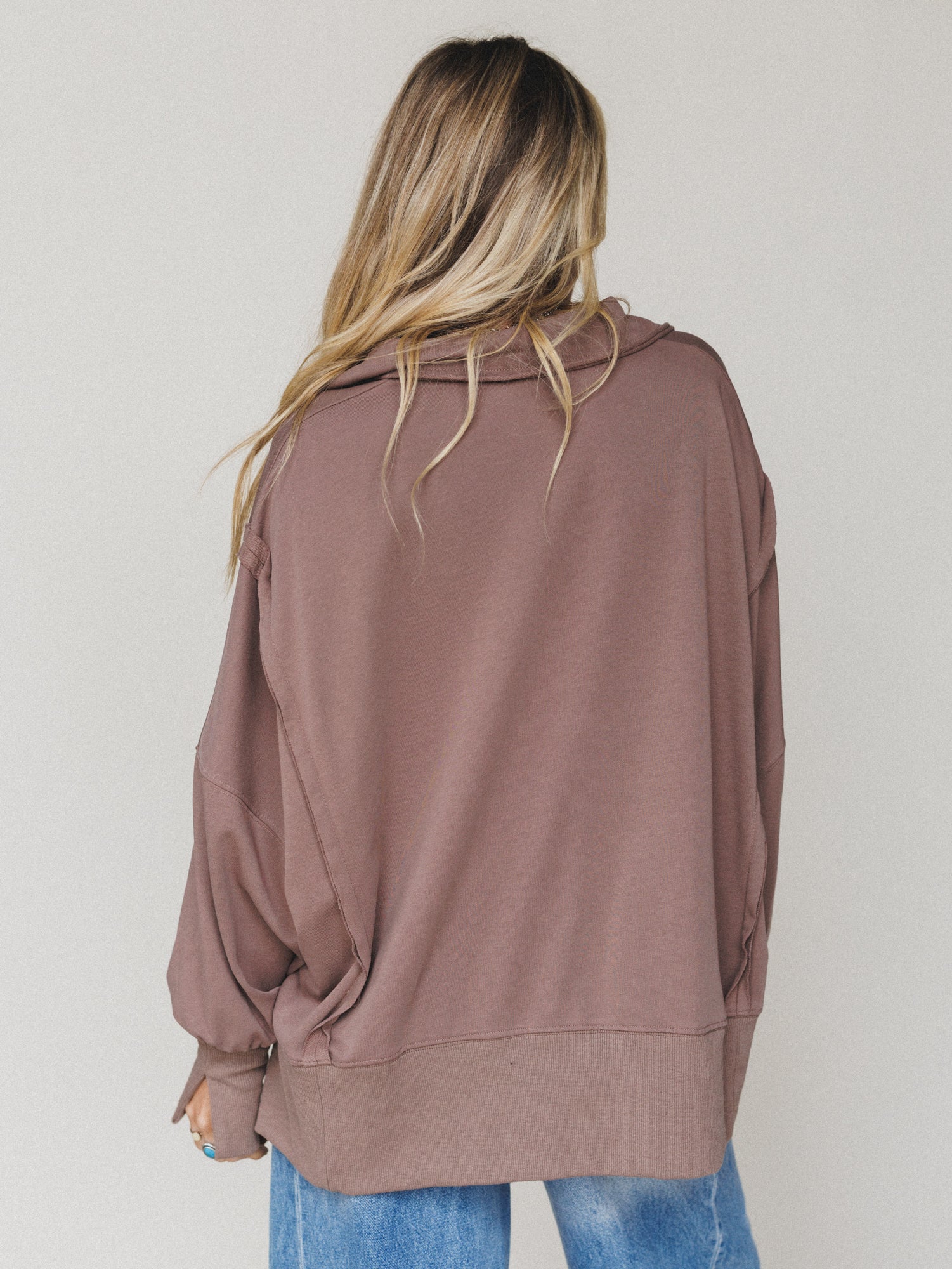 Candace Oversized Collar Sweatshirt - Mocha - Image 4