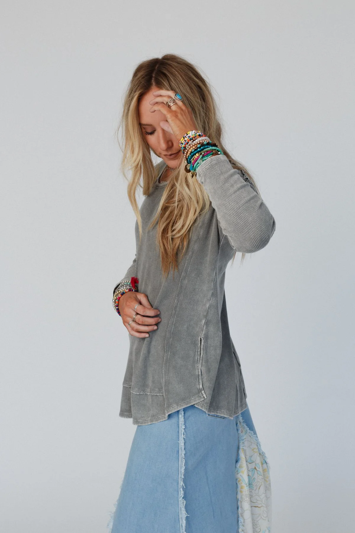 Cant Miss Thermal Knit Top - Ash - Image 2
