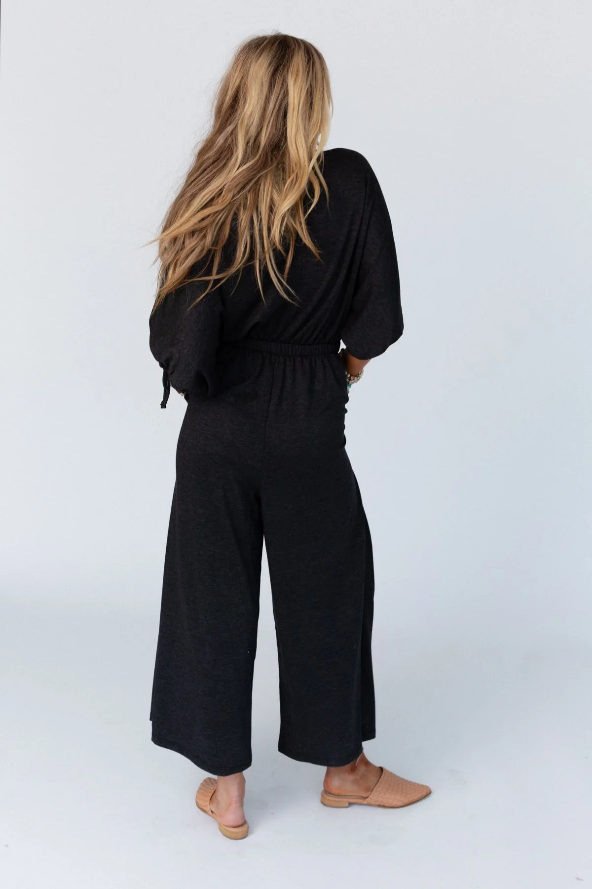 The Nest Carolina Comfy Wide Leg Jumpsuit - Charcoal - Image 4