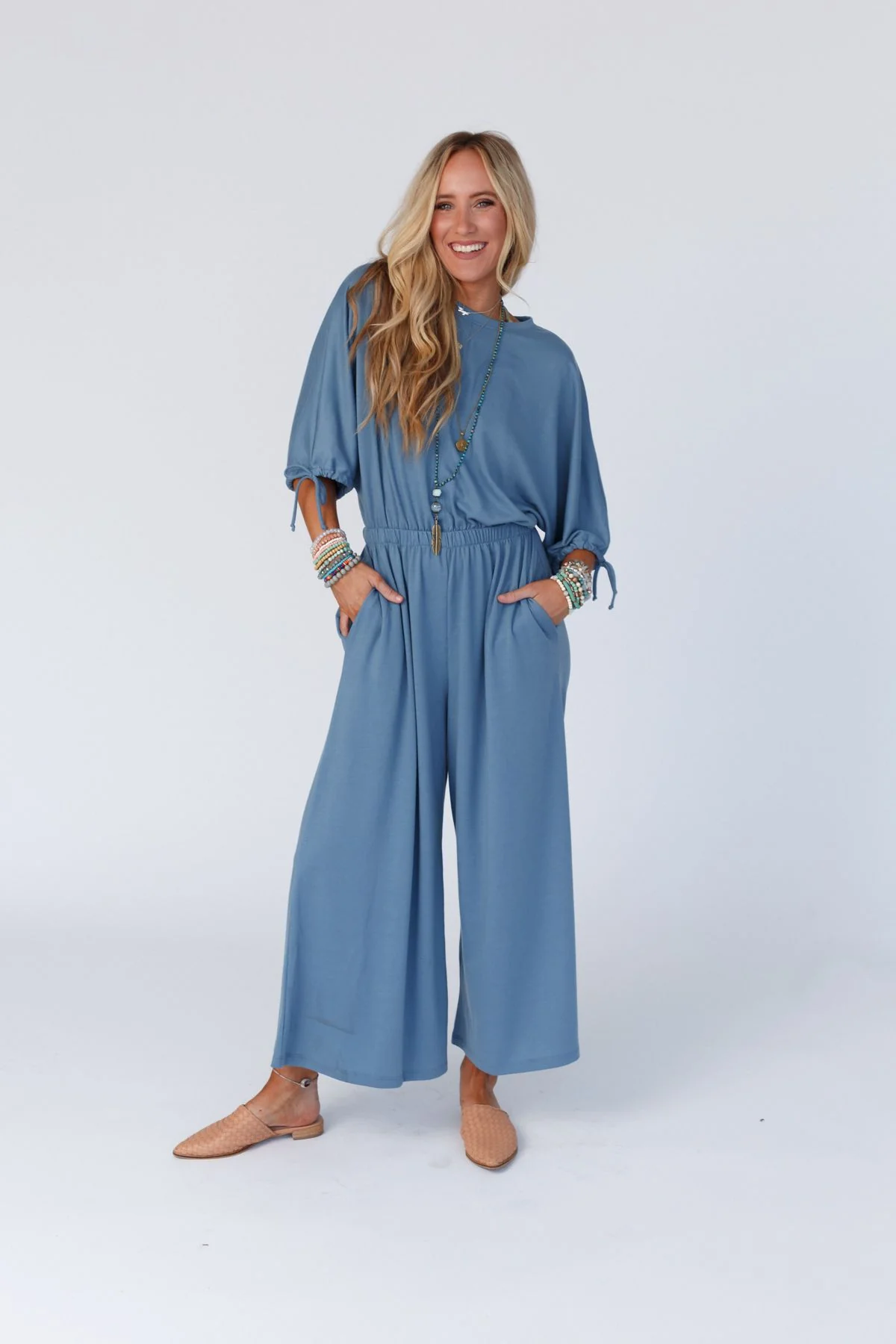 The Nest Carolina Comfy Wide Leg Jumpsuit - Gun Metal - Pre Order