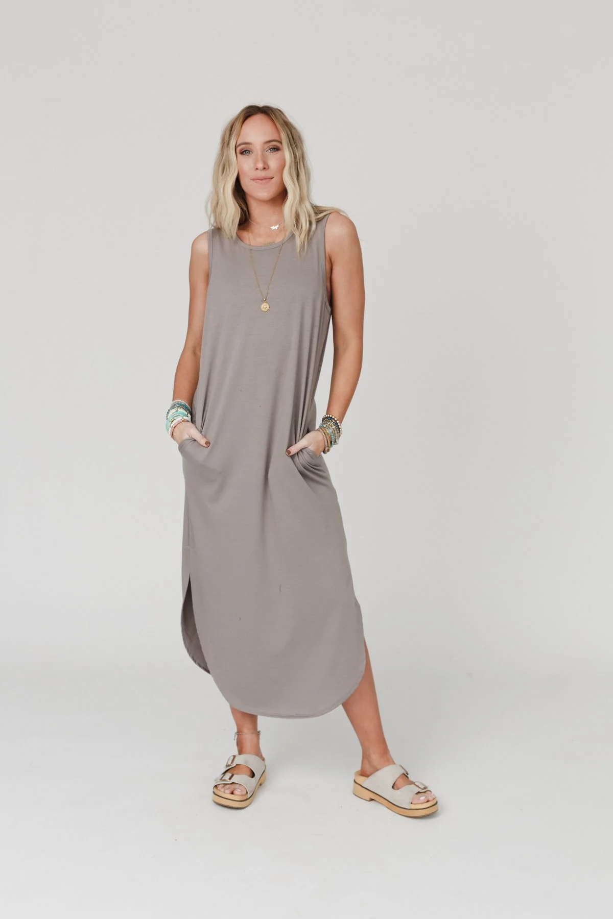 Cassie Sleeveless Pocket Maxi Dress - Coco - Image 5