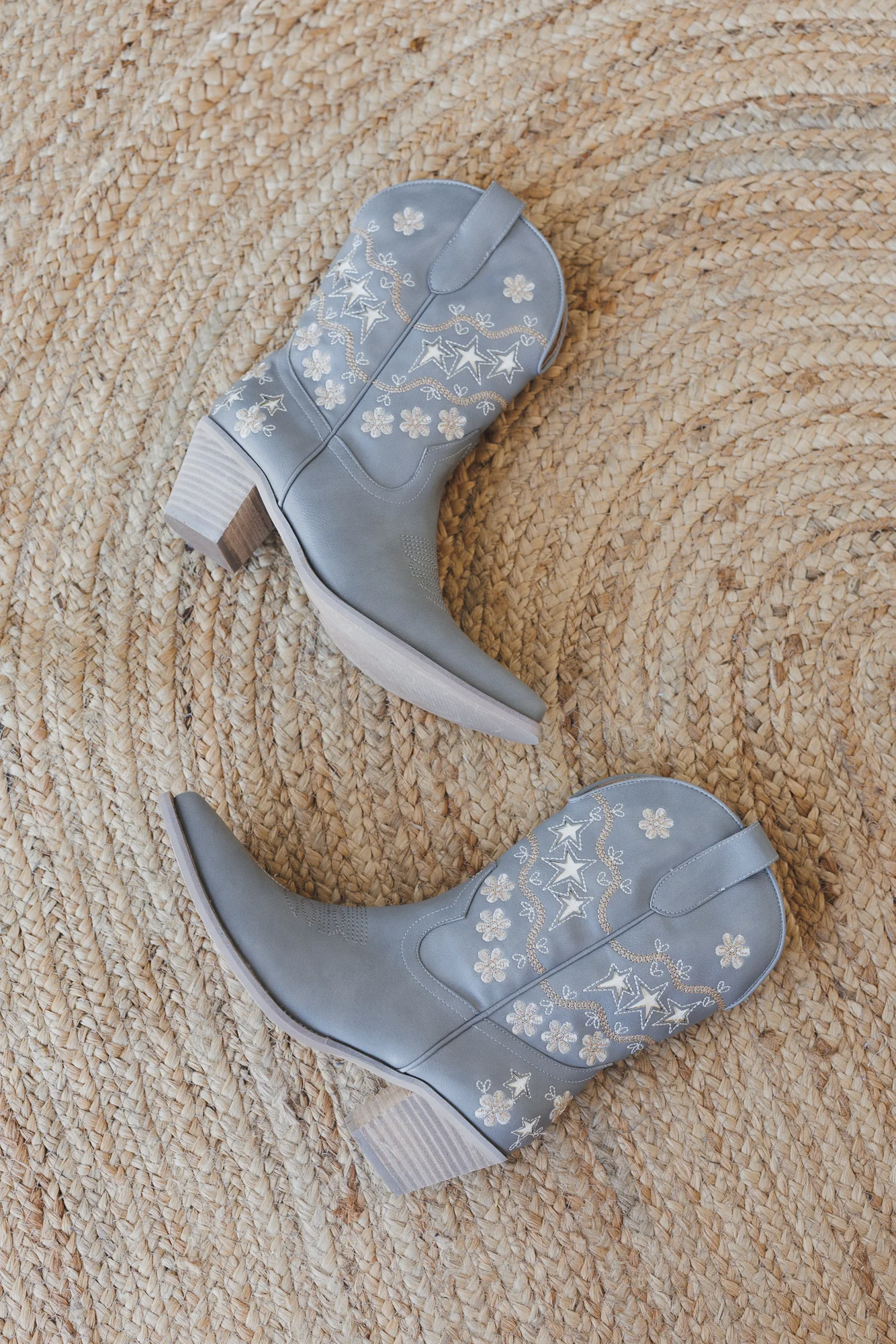 Cassy Embroidered Boots - Gray - Image 3