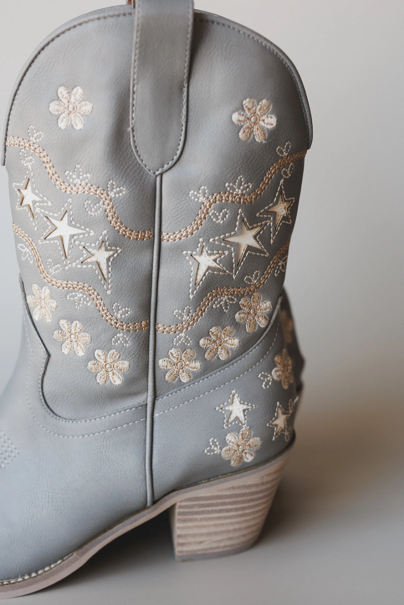 Cassy Embroidered Boots - Gray - Image 4