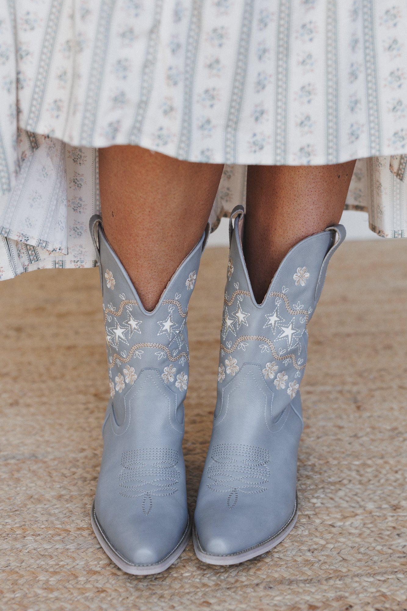 Cassy Embroidered Boots - Gray - Image 5