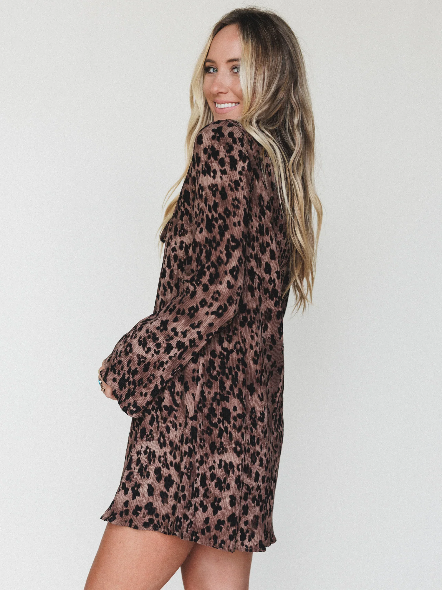 Catwalk Mini Dress - Mocha Leopard - Image 6
