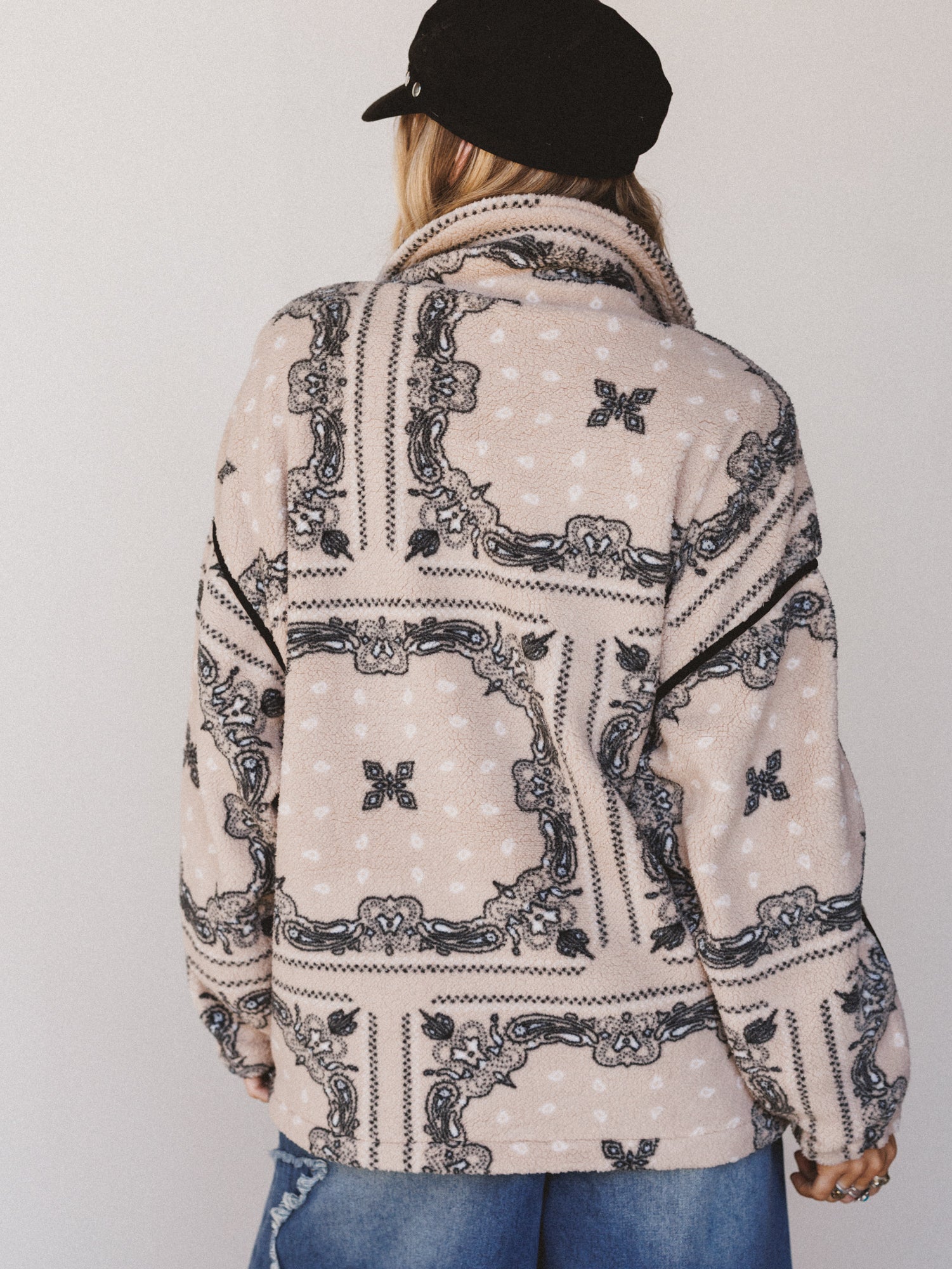 Charmed Affair Printed Fleece Jacket - Sand - Image 4
