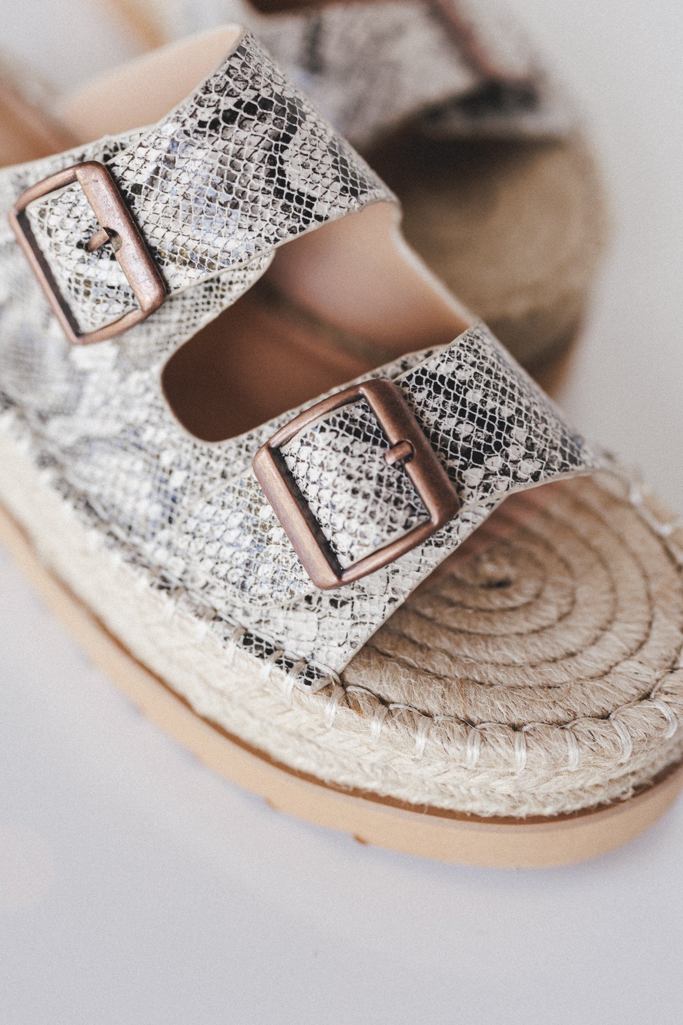 Charmer Animal Print Buckle Sandals - Gray - Image 3