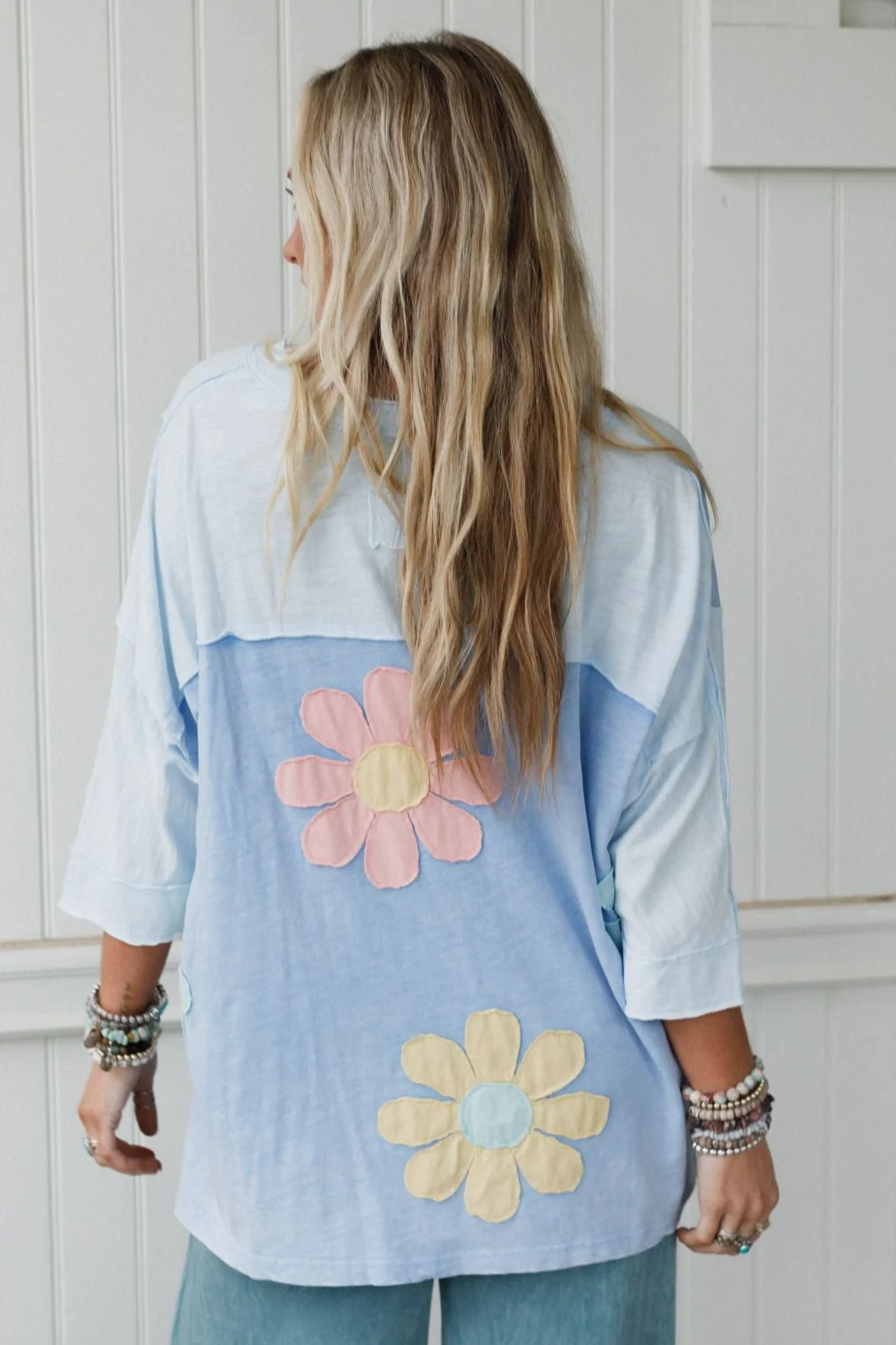 Chasing Bliss Flower Patch Top - Blue - Image 4