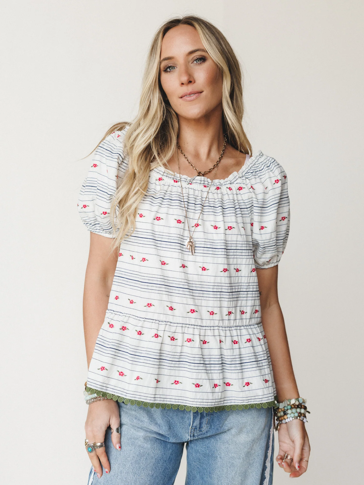 Chasing Memories Blouse

 - White Navy - Image 4