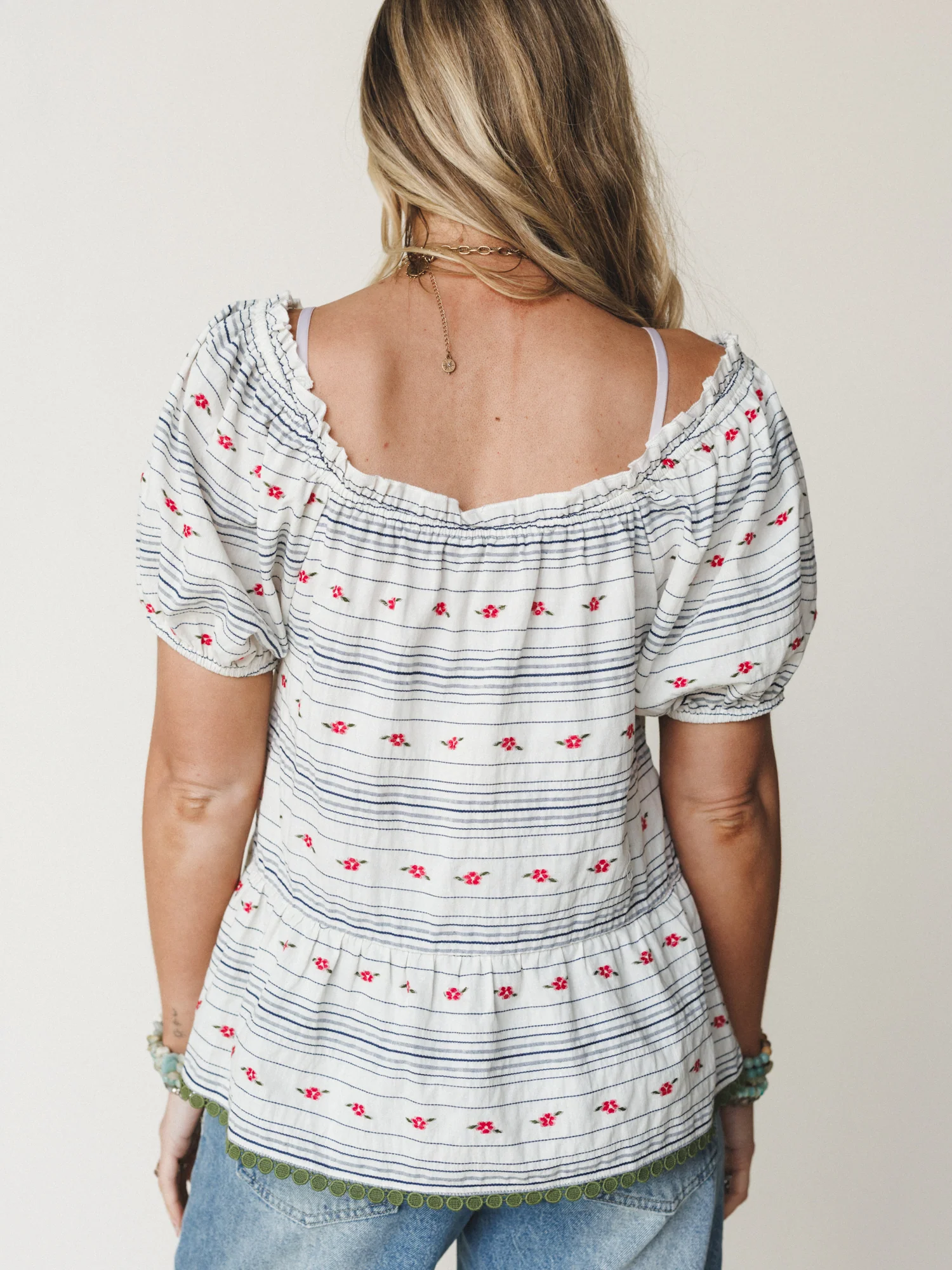 Chasing Memories Blouse

 - White Navy - Image 5