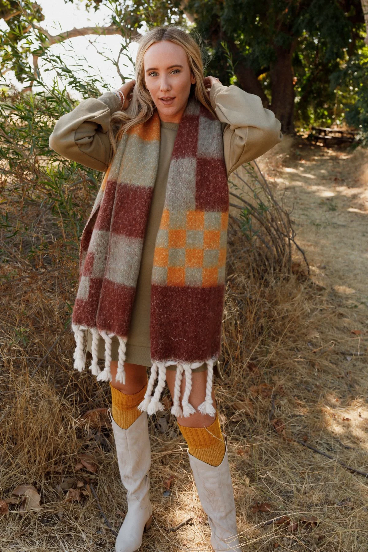 Check Me Out Tassel Scarf - Brown - Image 3