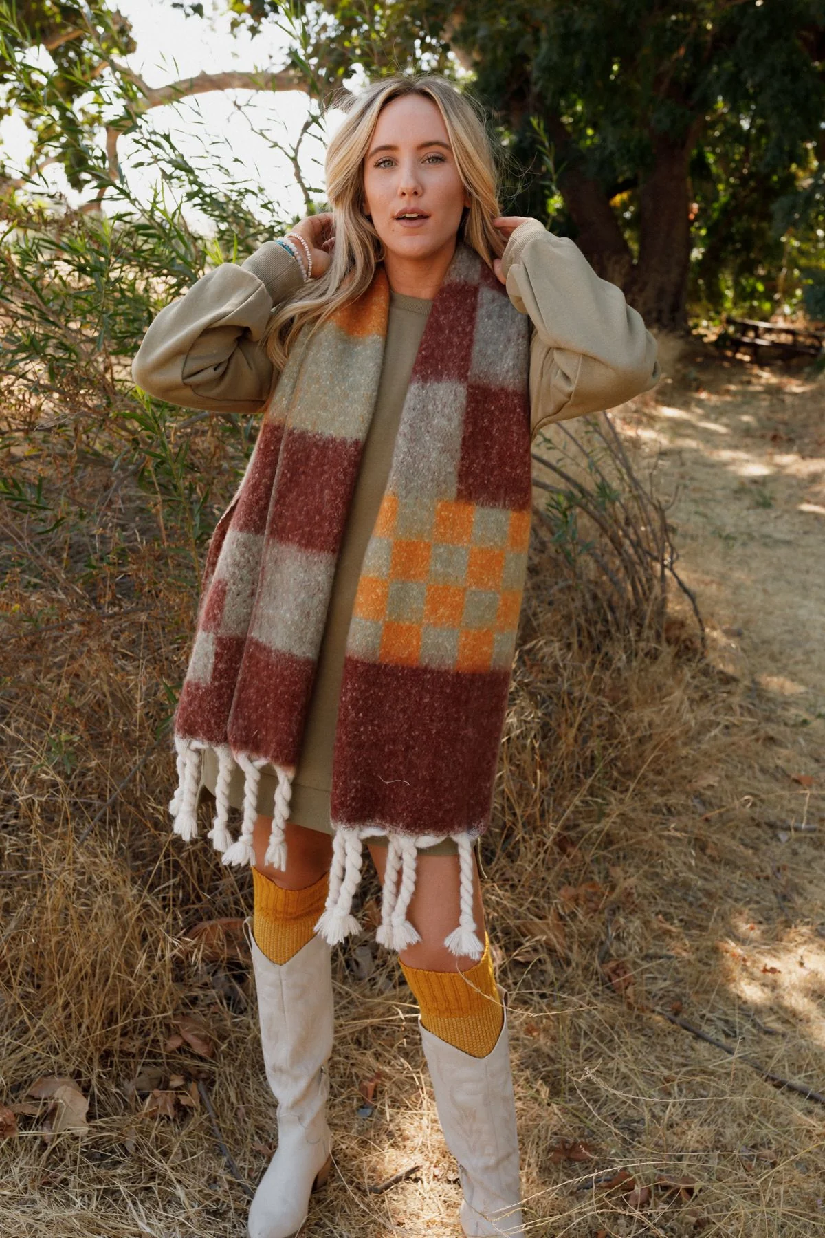 Check Me Out Tassel Scarf - Brown - Image 4
