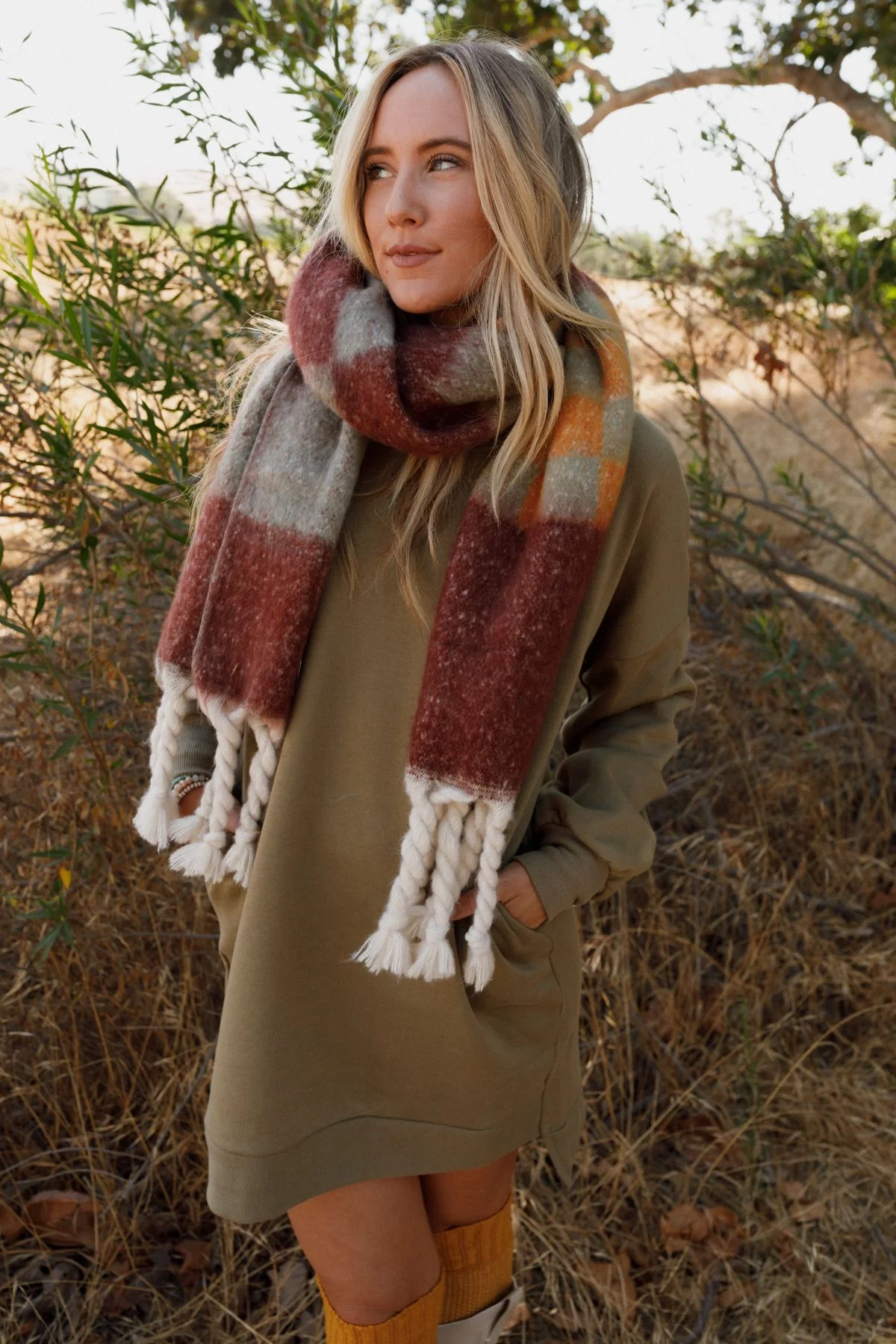Check Me Out Tassel Scarf - Brown - Image 6