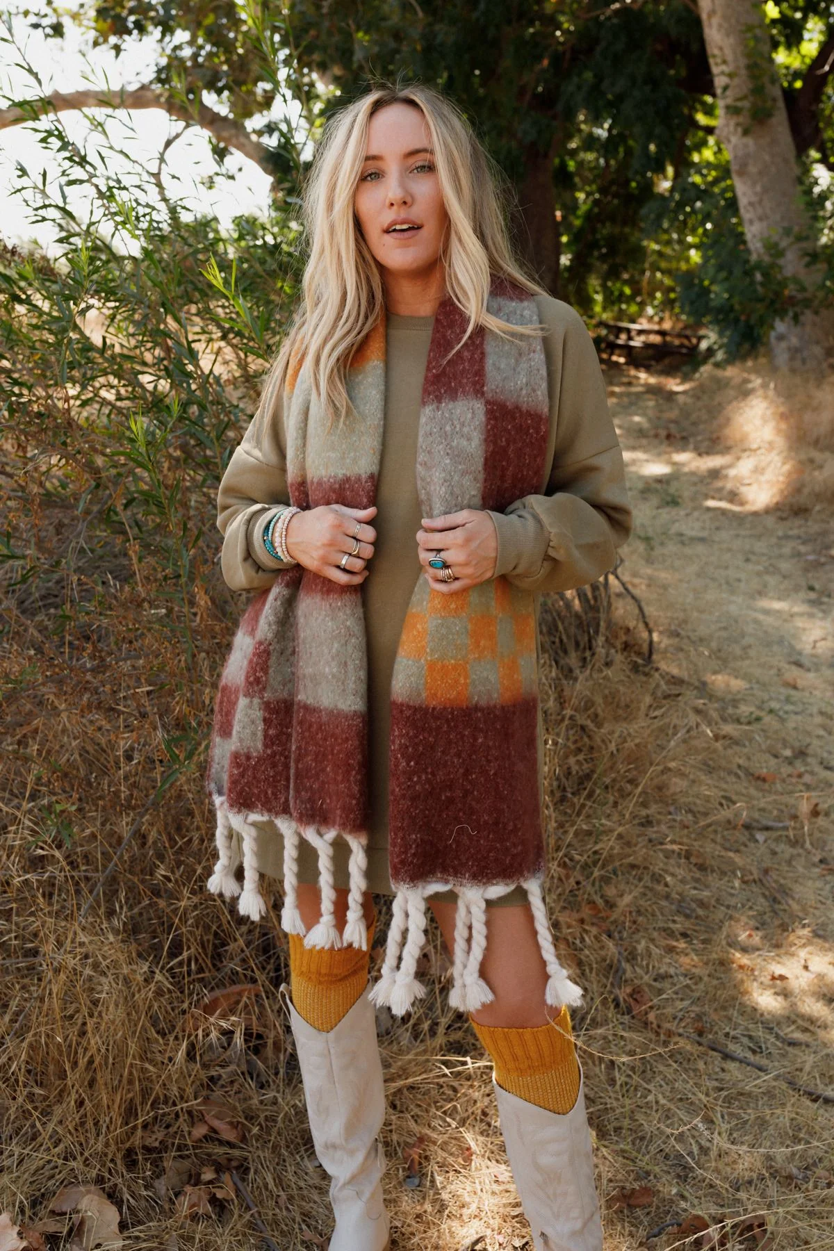 Check Me Out Tassel Scarf - Brown - Image 7