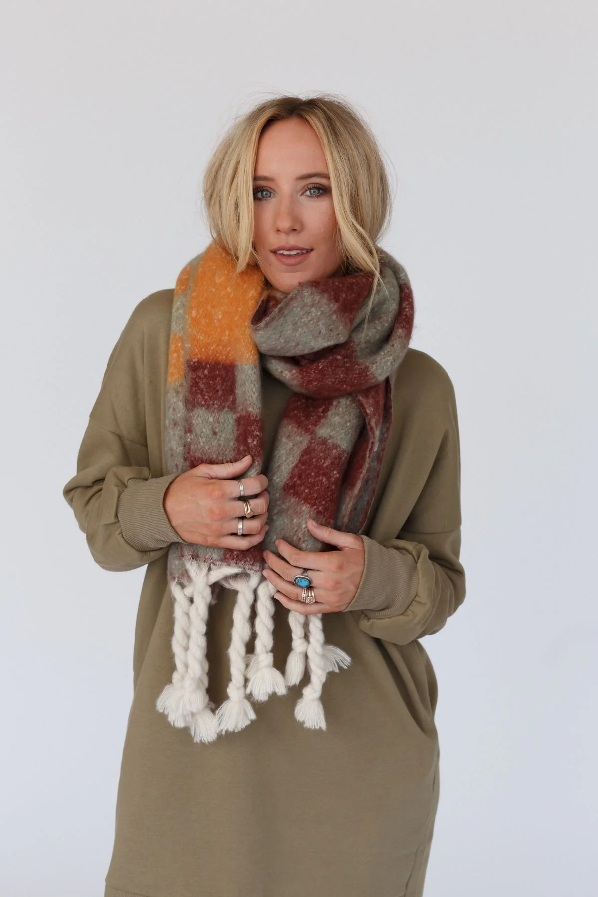 Check Me Out Tassel Scarf - Brown - Image 8