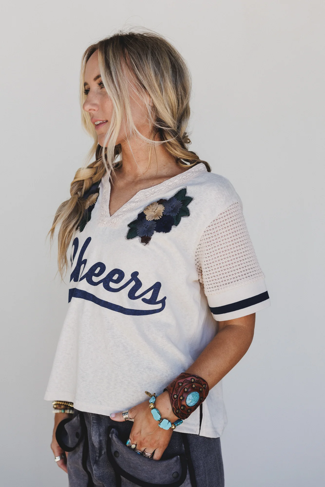 Cheers Floral Patchwork Top - Beige - Image 4