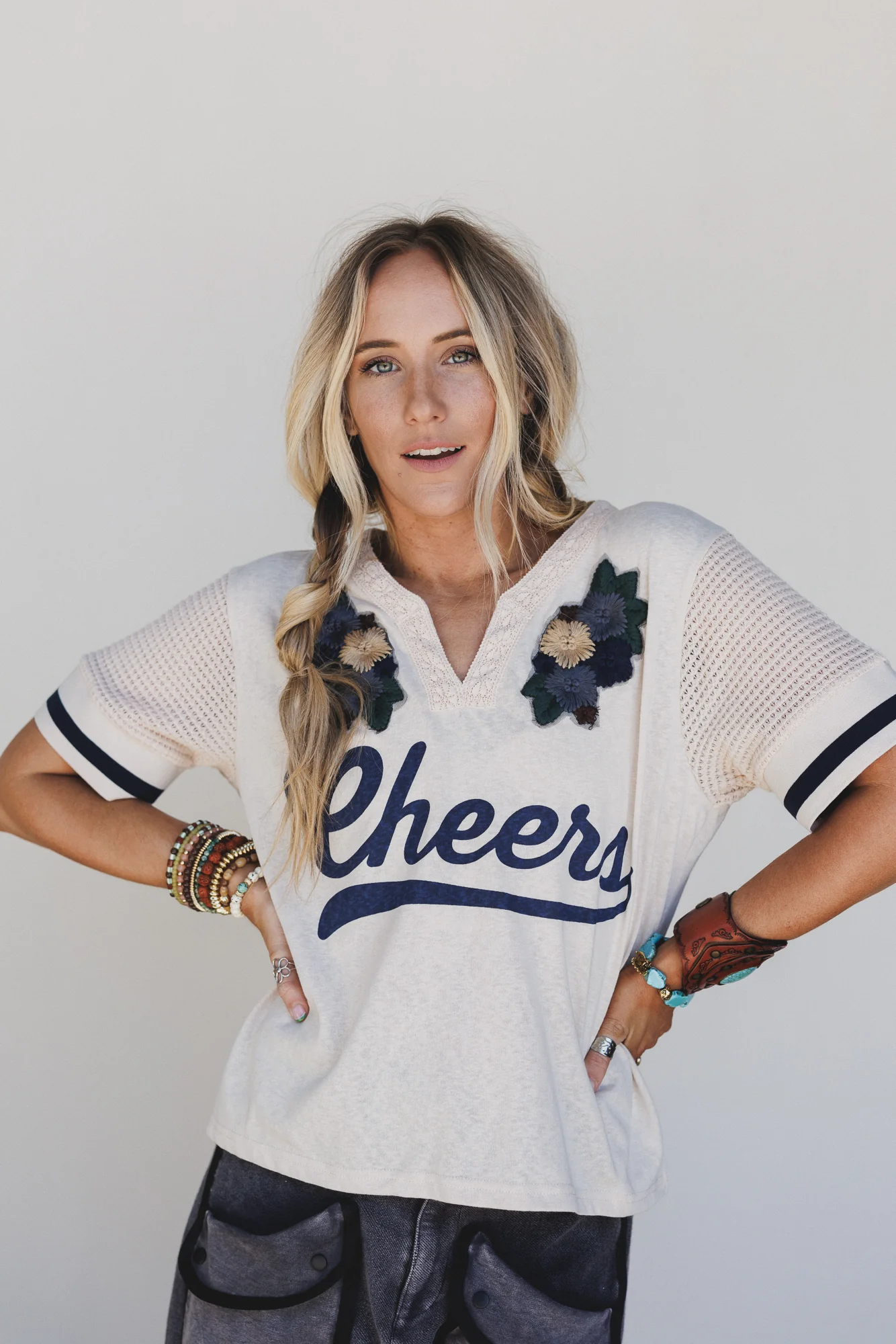 Cheers Floral Patchwork Top - Beige - Image 5