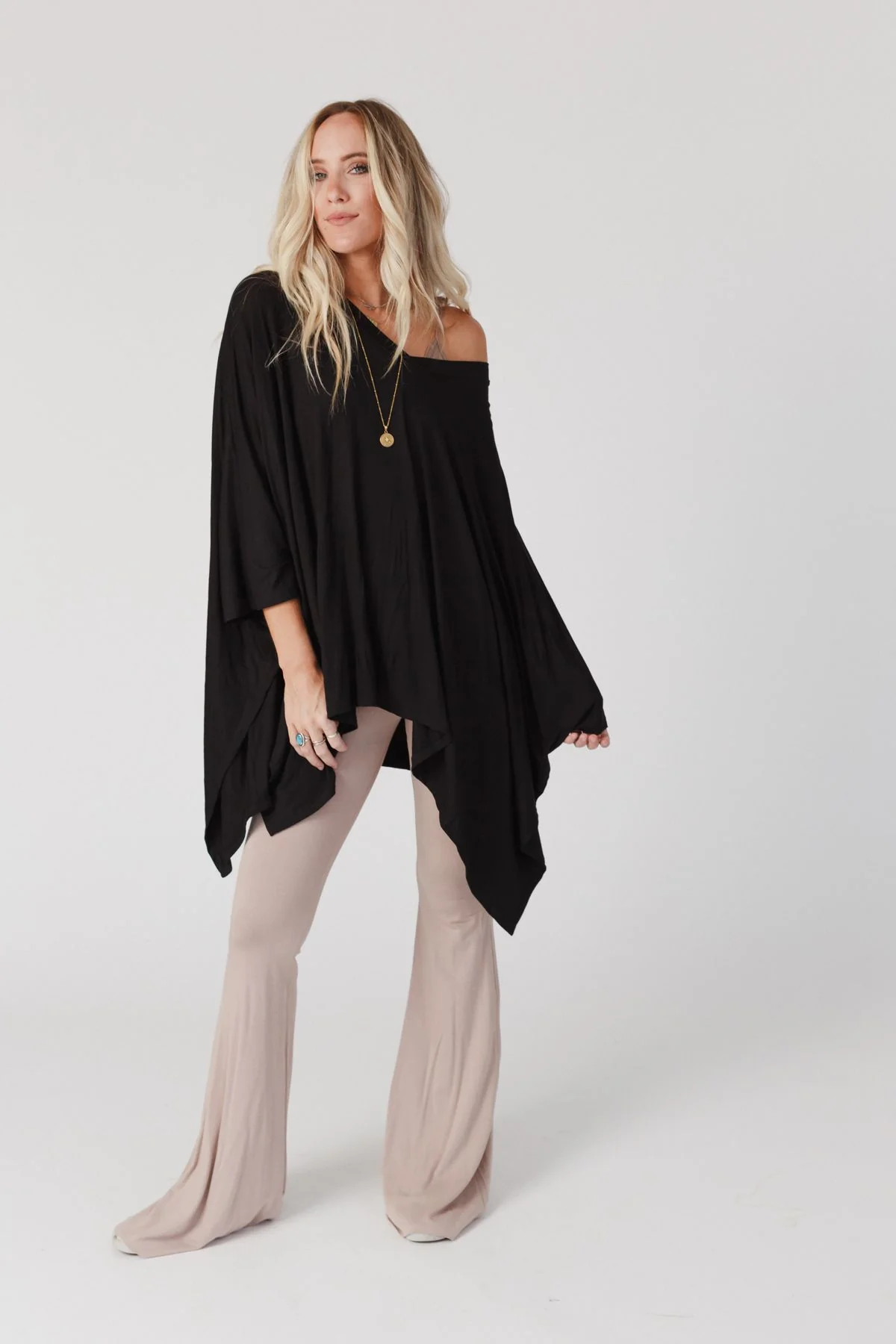 Cher Solid Raw Edge Flare Pant - Mocha - Image 2