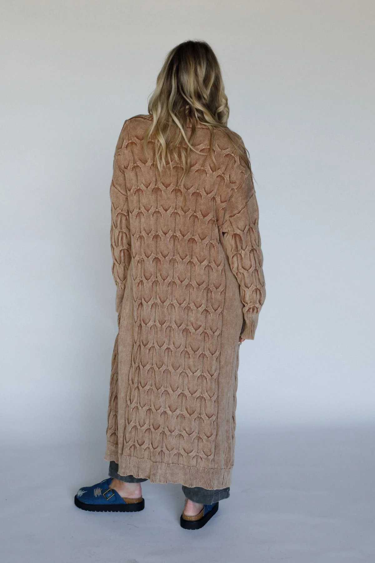 Chill Nights Cable Knit Cardigan - Brown - Image 4