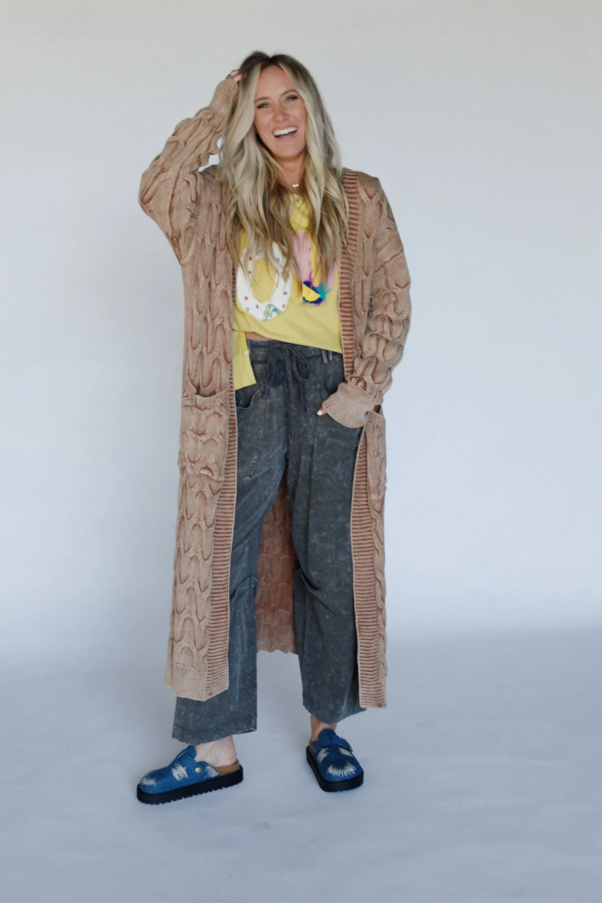 Chill Nights Cable Knit Cardigan - Brown - Image 5