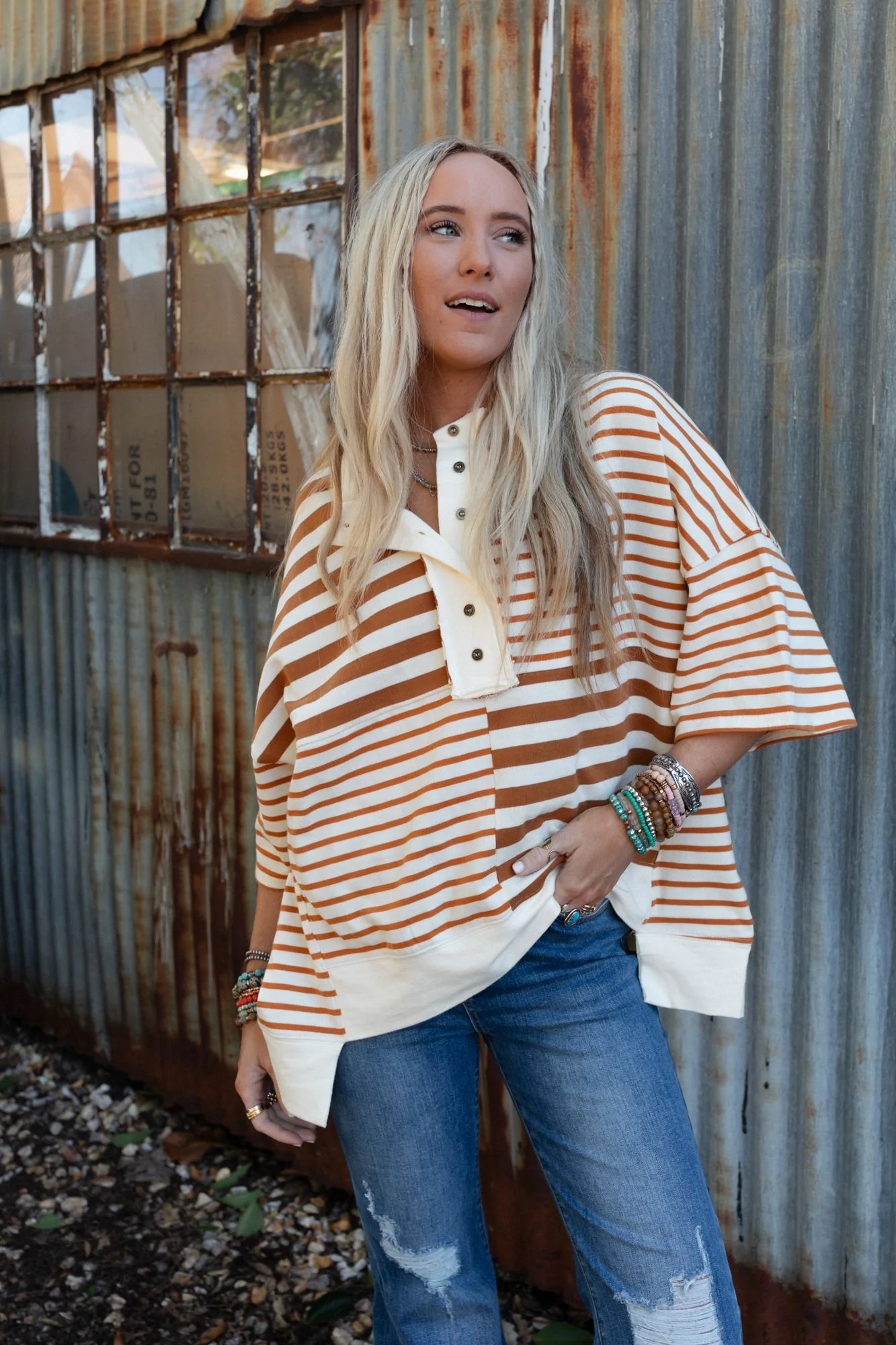 City Stripes High Low Top - Mocha - Image 10