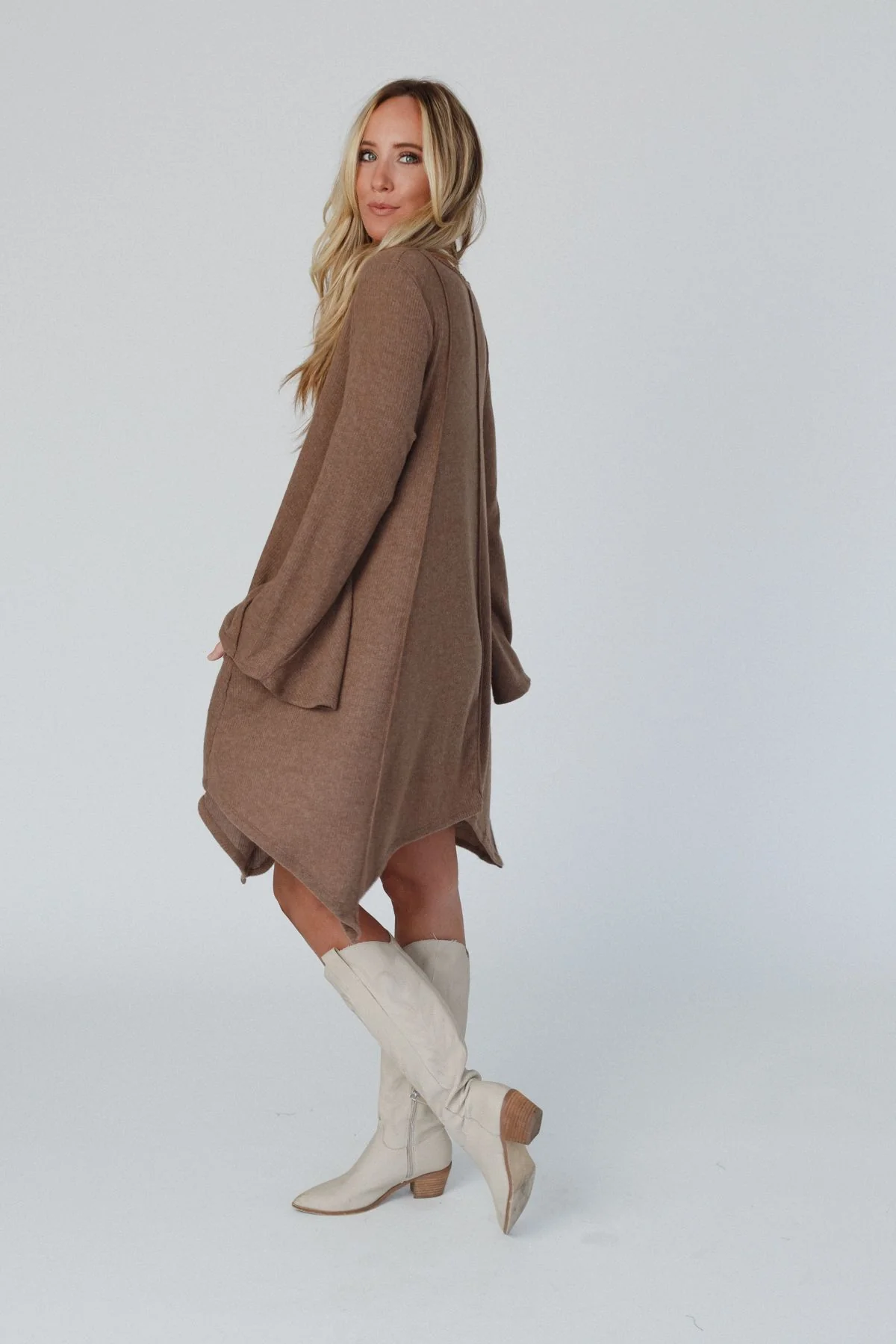 The Nest Golden Hour Long Bell Sleeve Tunic Dress - Mocha - Image 5
