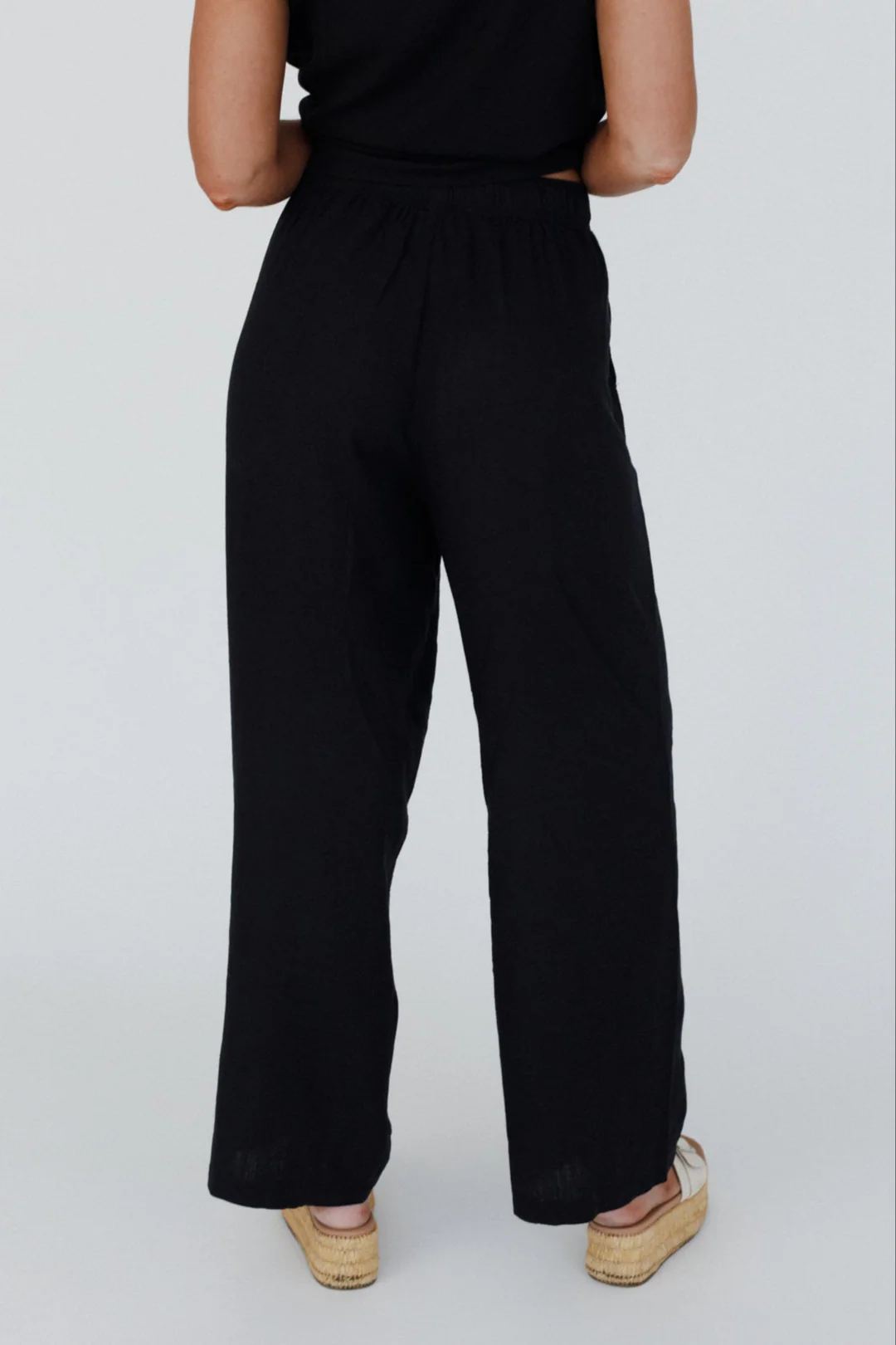 Coastal Ease Drawstring Pants - Black - Image 3