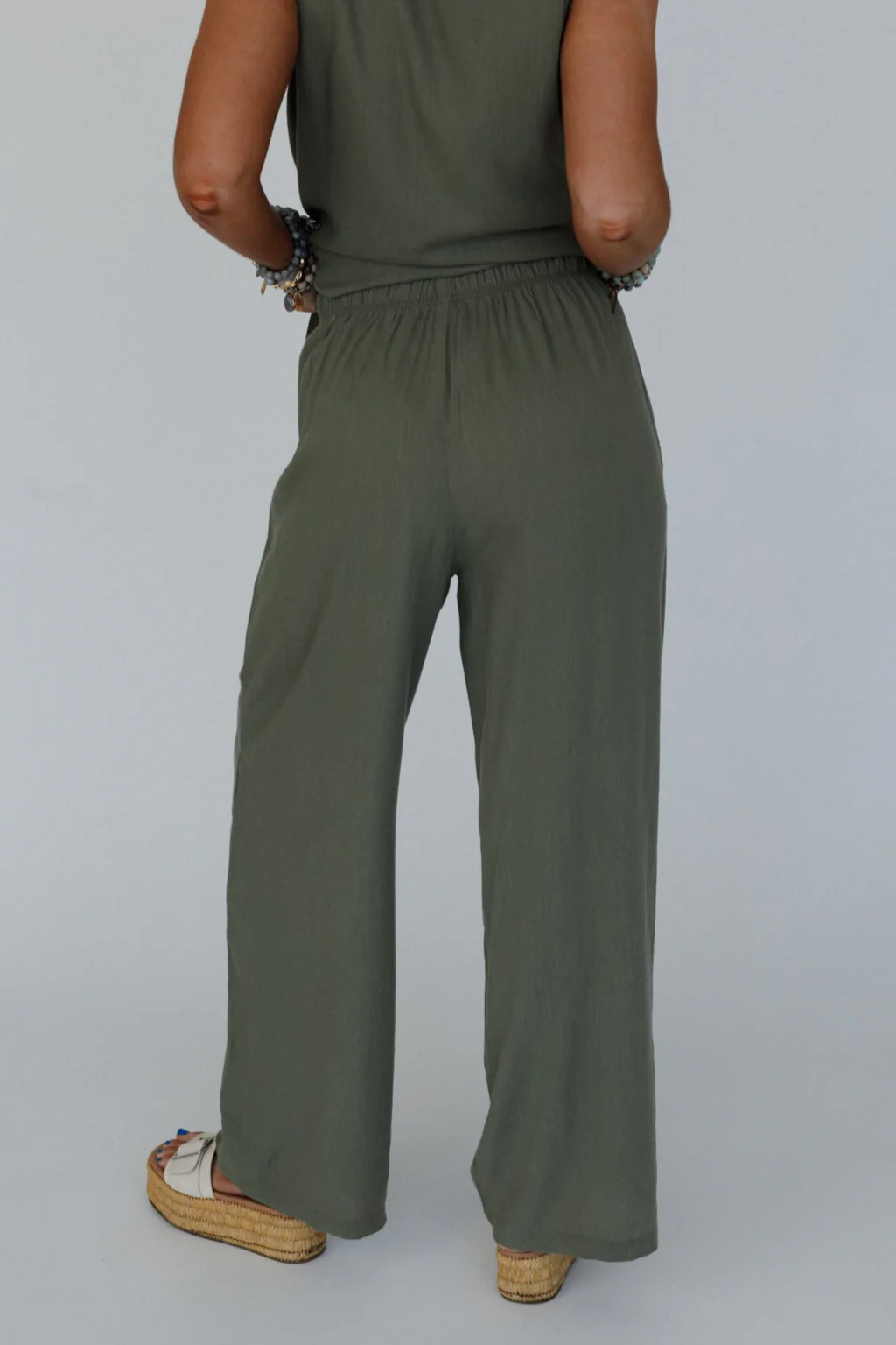 Coastal Ease Drawstring Pants - Olive - Image 4