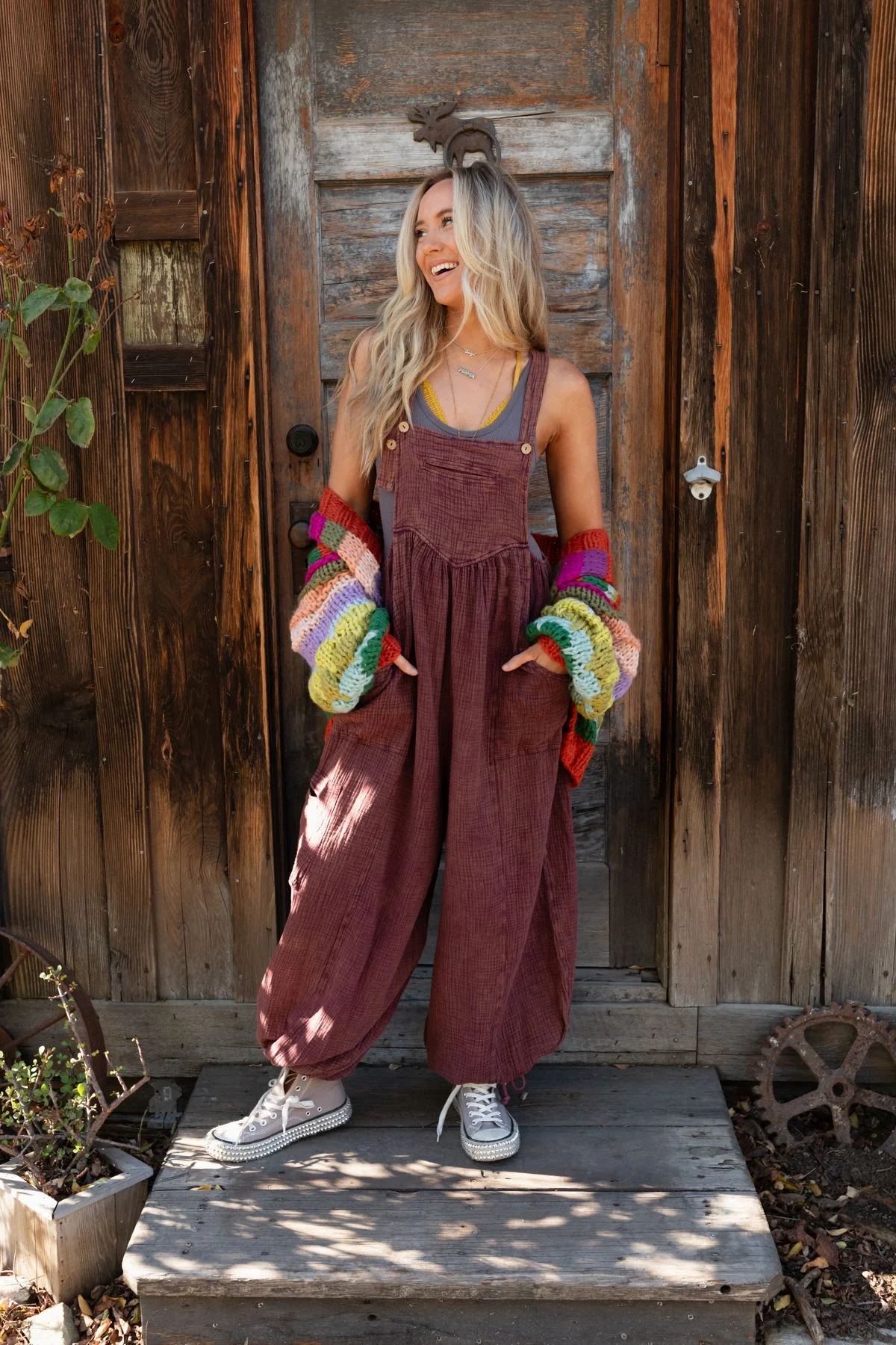 Coastal Muse Wide Leg Jumpsuit - Plum - Image 9