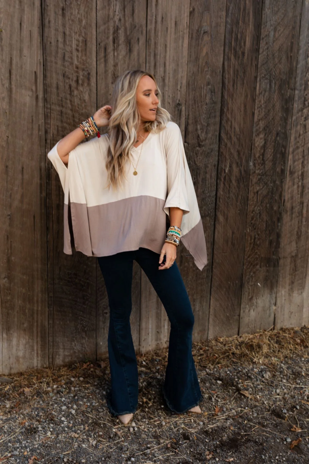 The Nest Coffee Sunsets V Neck Top - Brown - Image 2