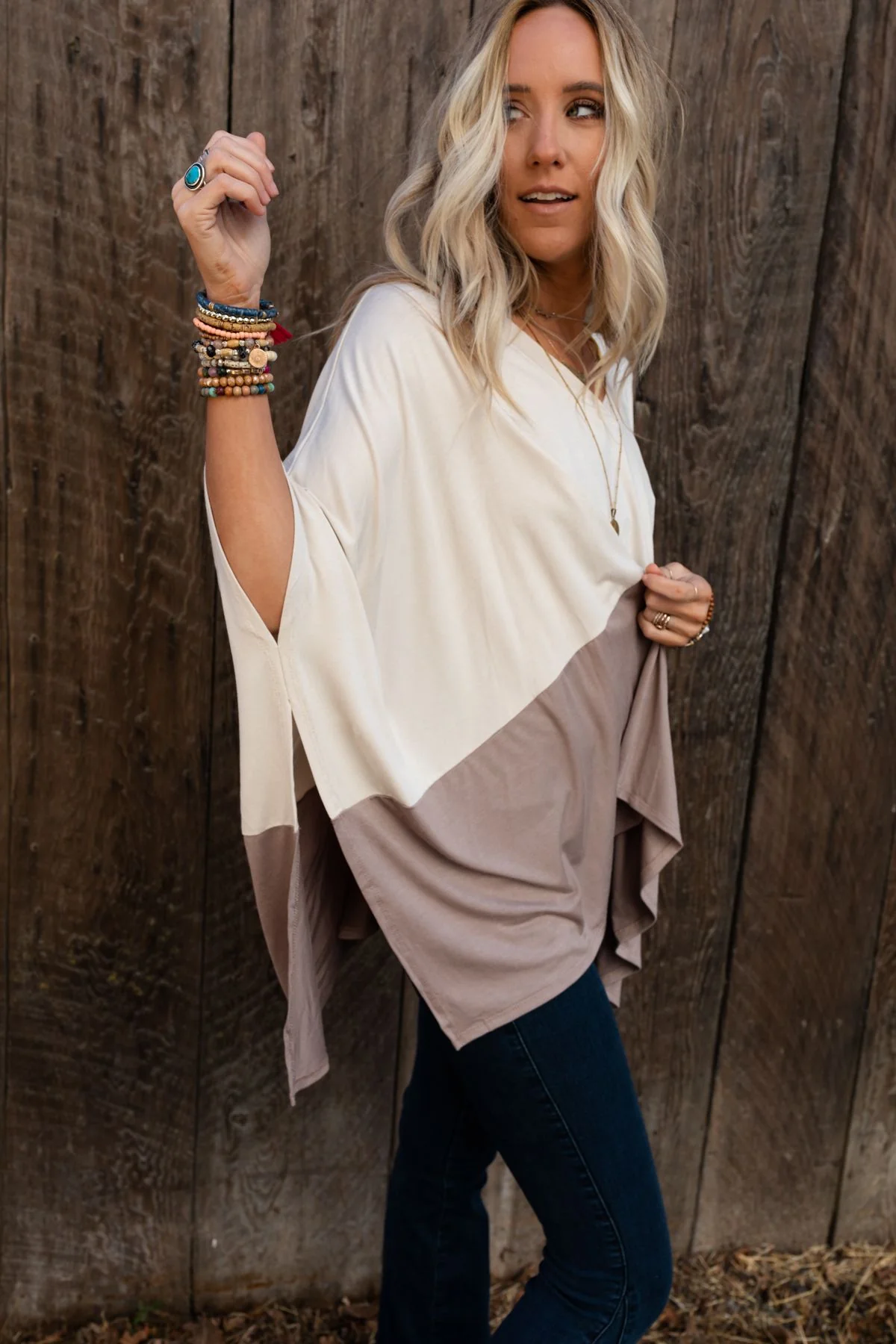 The Nest Coffee Sunsets V Neck Top - Brown - Image 8