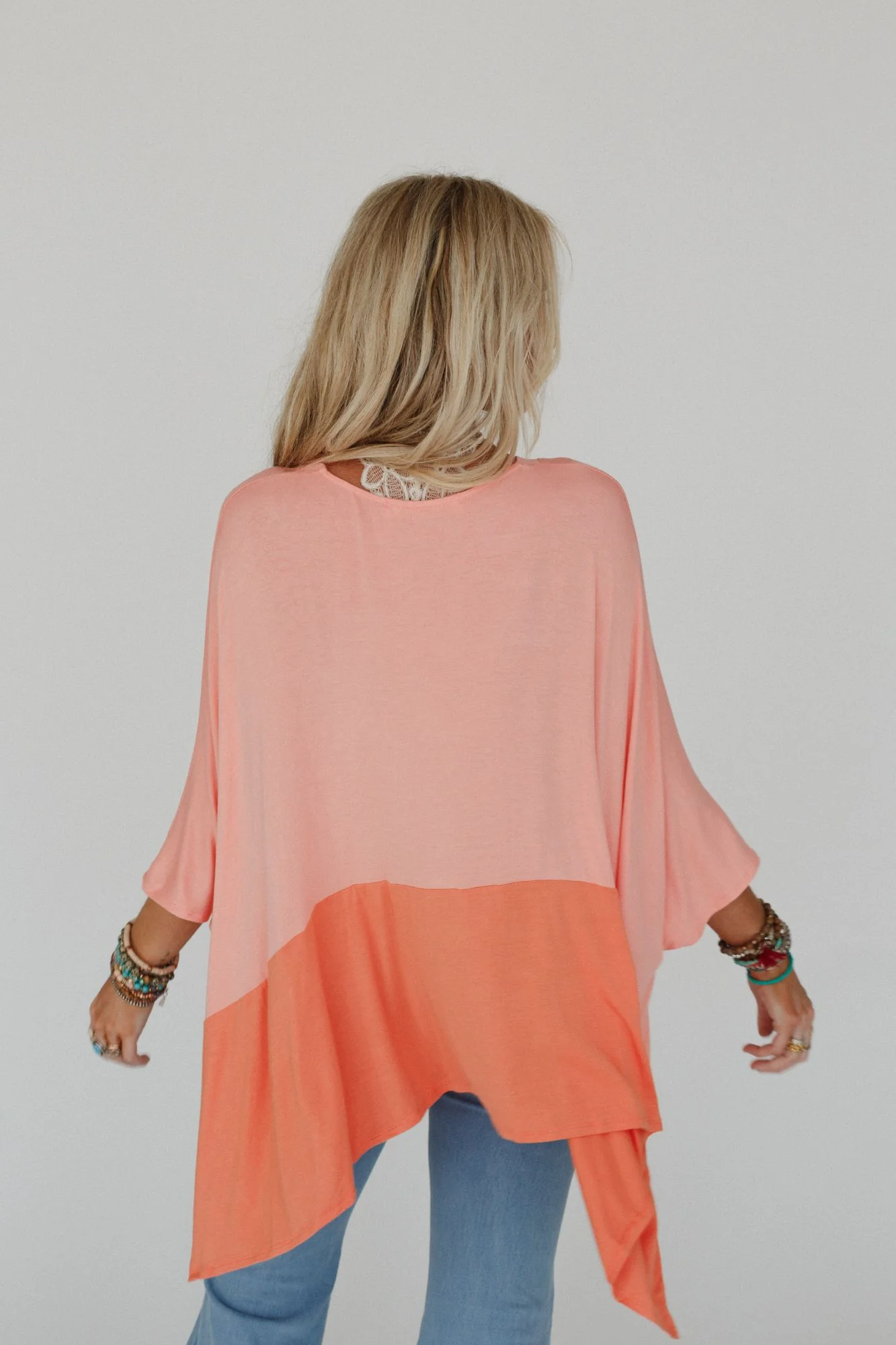 The Nest Coffee Sunsets V Neck Top - Dark Peach Tangerine - Image 4