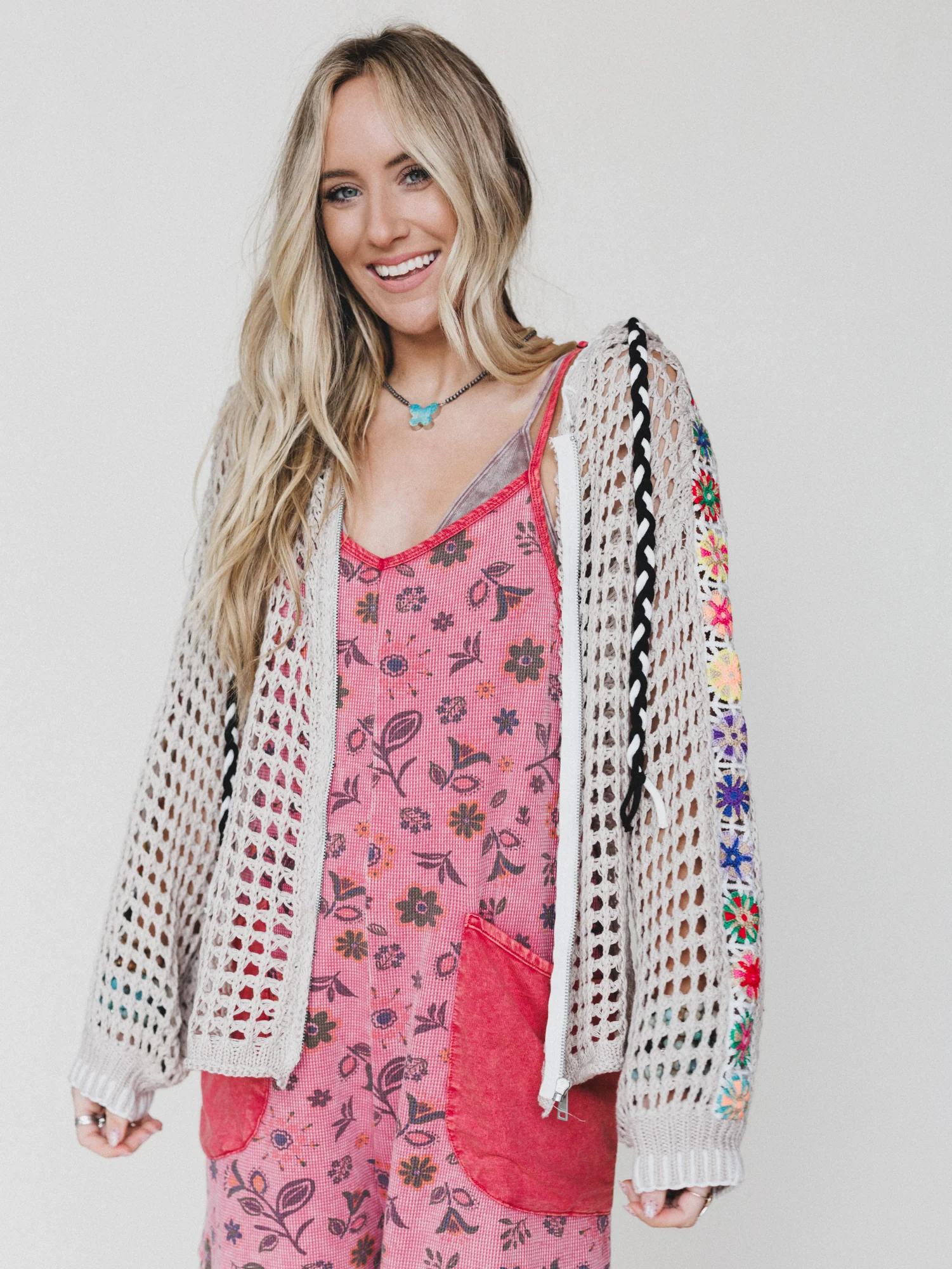 Color Maze Cardigan - Soft Beige - Image 3
