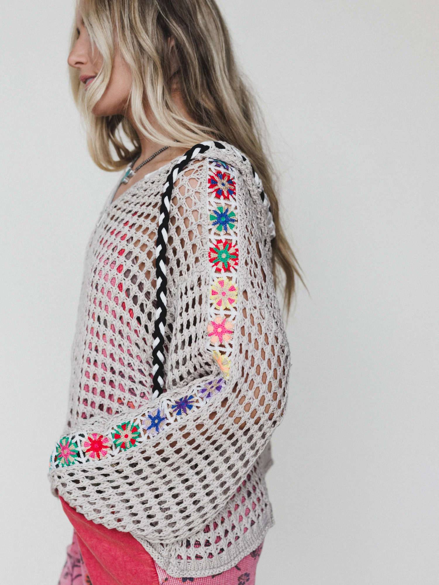Color Maze Cardigan - Soft Beige - Image 4