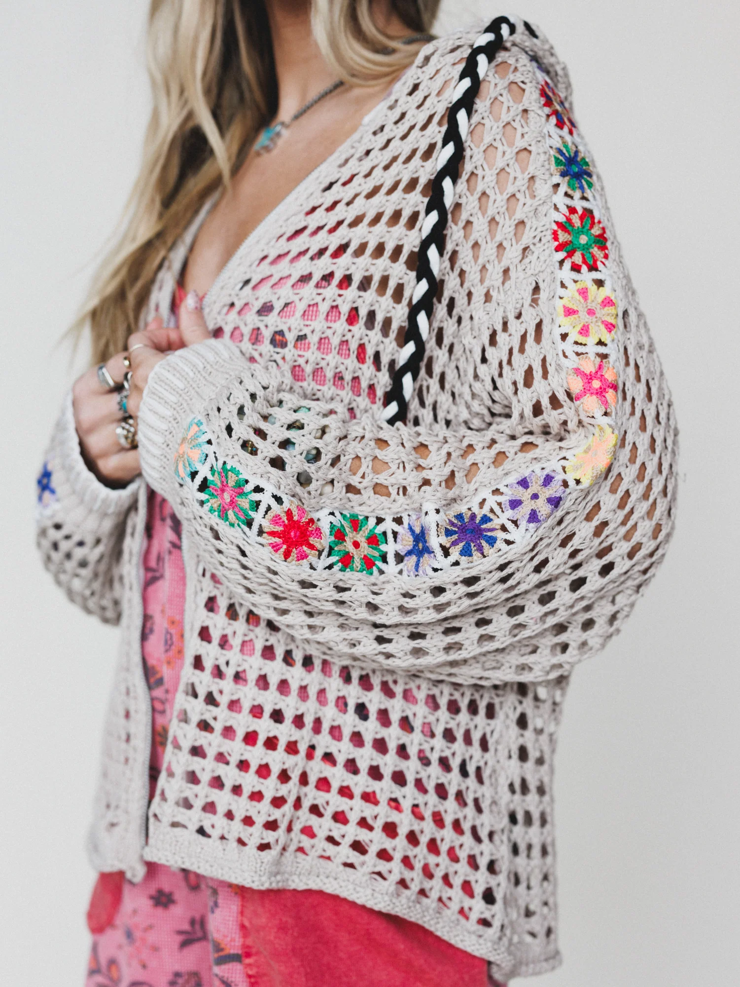 Color Maze Cardigan - Soft Beige - Image 6