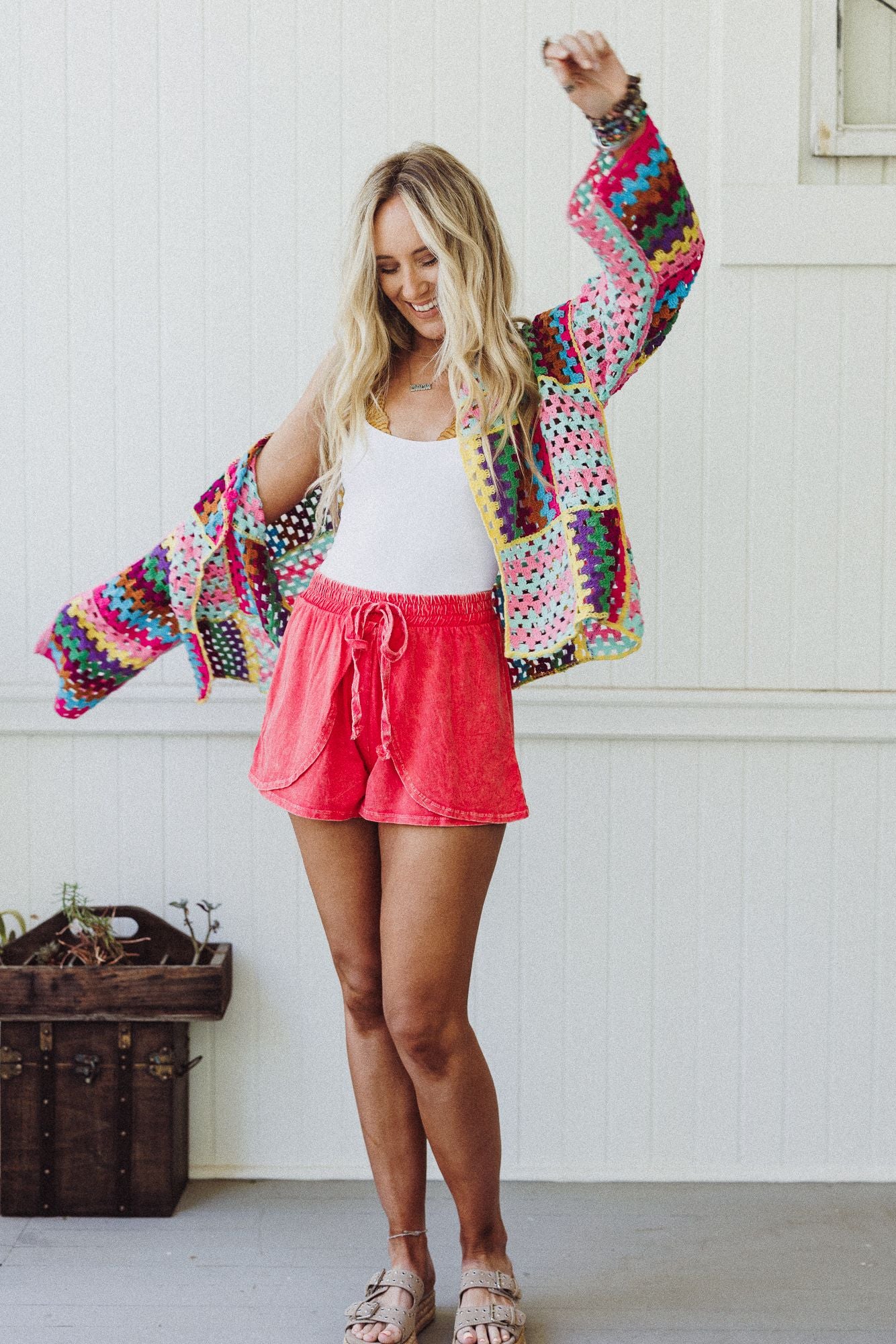 Colorwaves Crochet Cardigan - Pink - Image 2