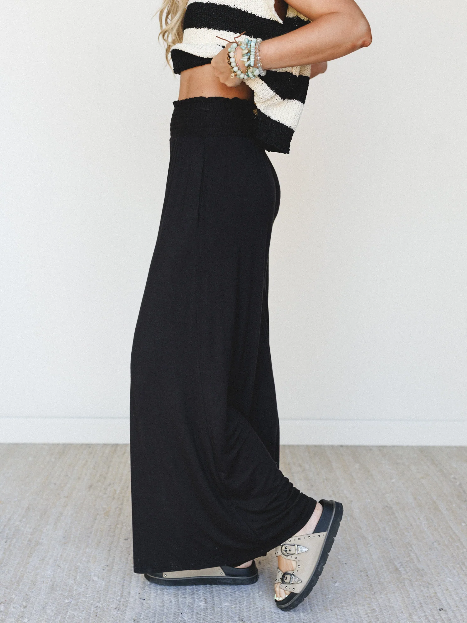 Comfort Above Wide Leg Pants - Black - Image 2