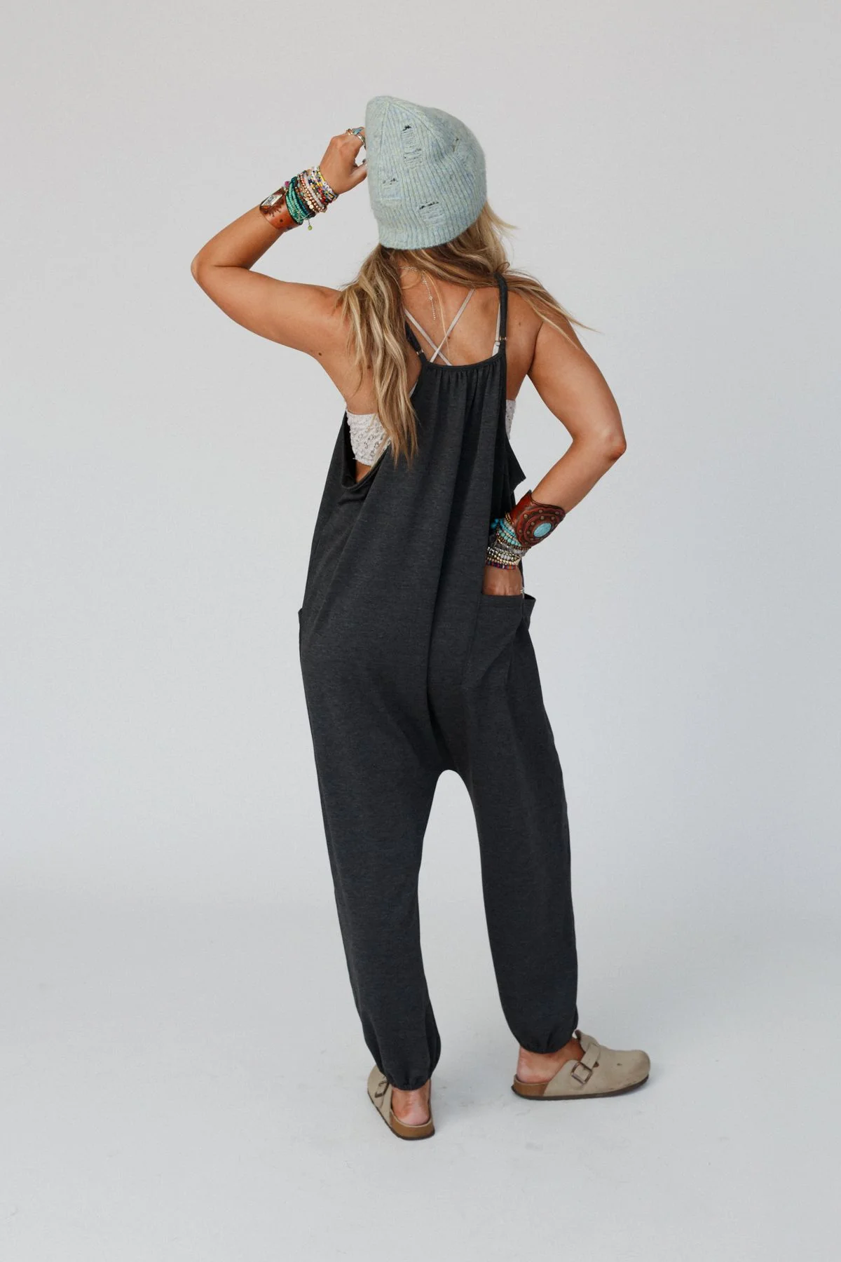 The Nest Comfort Zone Pocketed Jumpsuit - Charcoal - Image 2