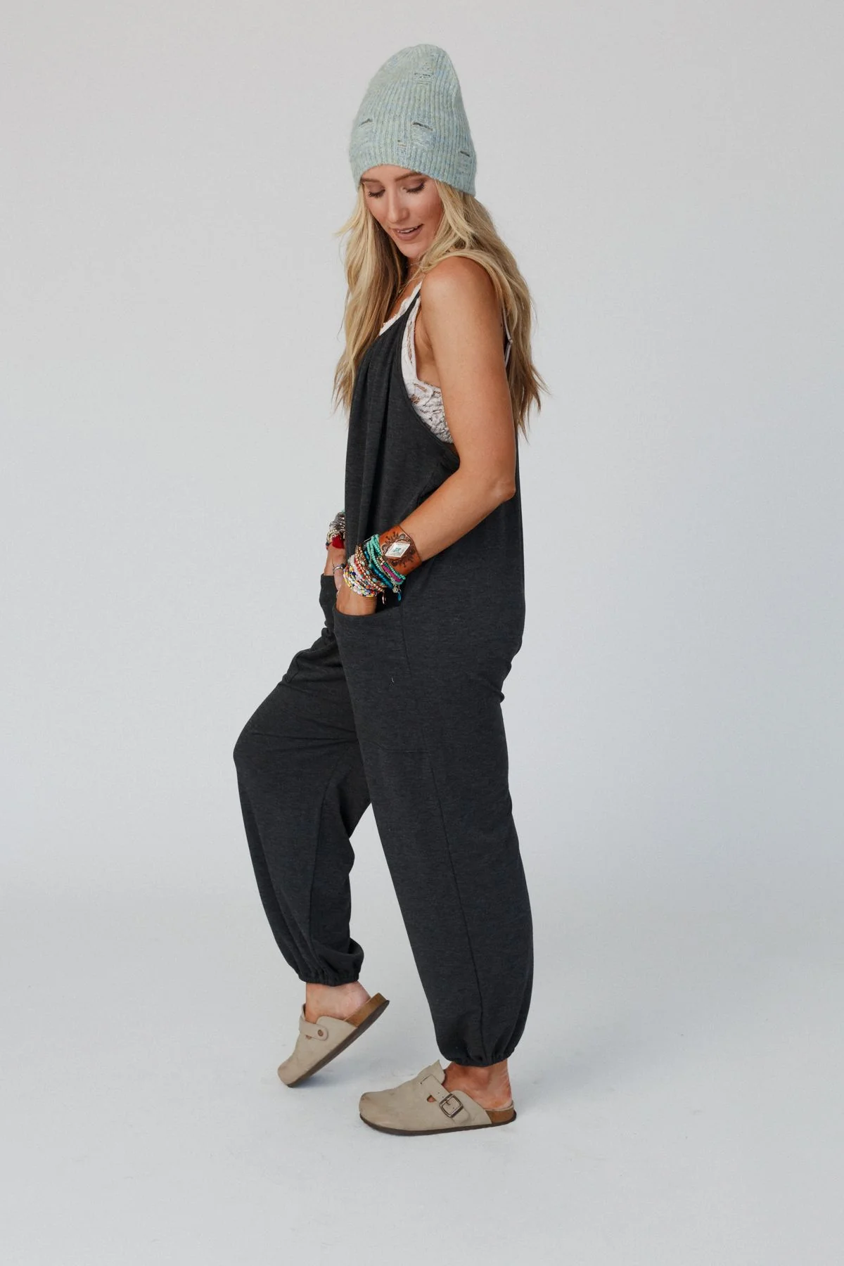 The Nest Comfort Zone Pocketed Jumpsuit - Charcoal - Image 7