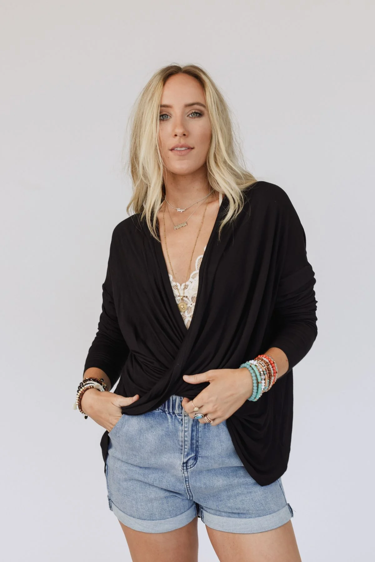 The Nest Cool Days Twisted Long Sleeve Top - Black - Image 6