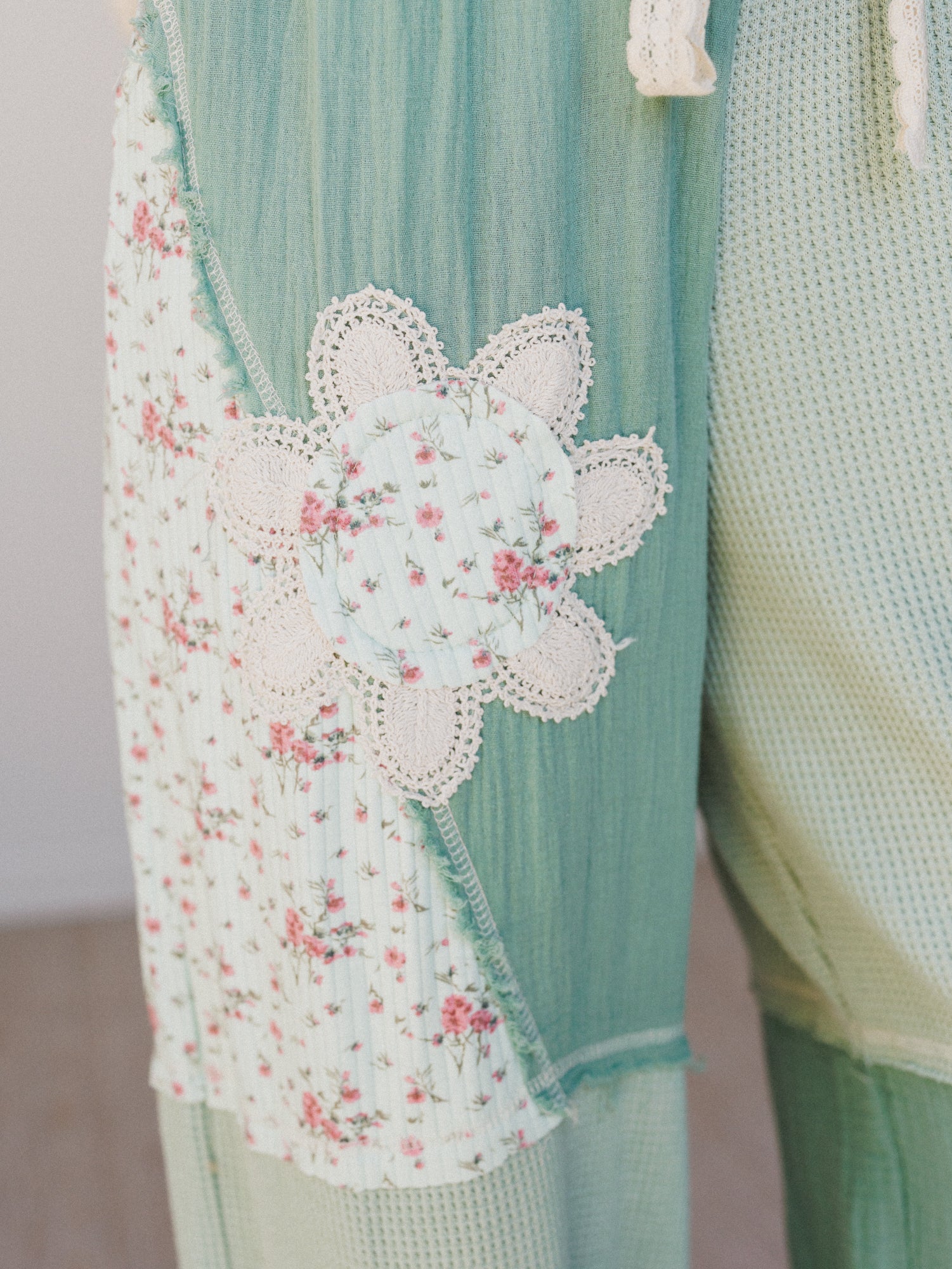 Cool Girl Patch Work Pants - Mint Green - Image 3