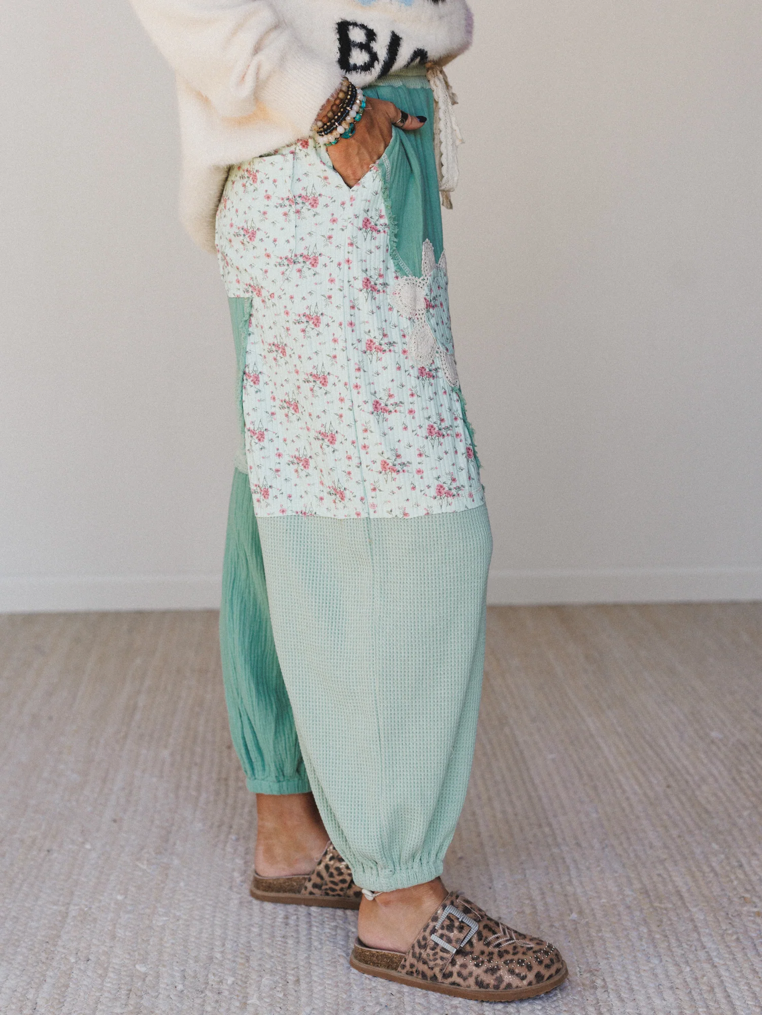 Cool Girl Patch Work Pants - Mint Green - Image 5