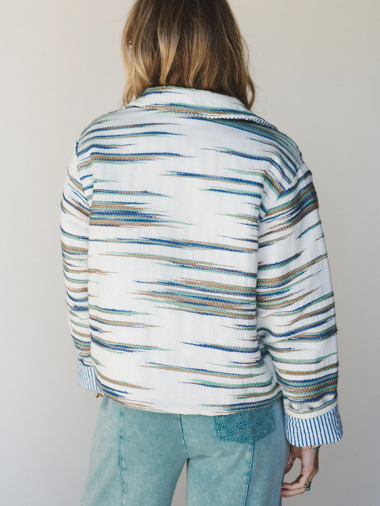 Cool Lines Jacket - Ivory Blue Green - Image 4