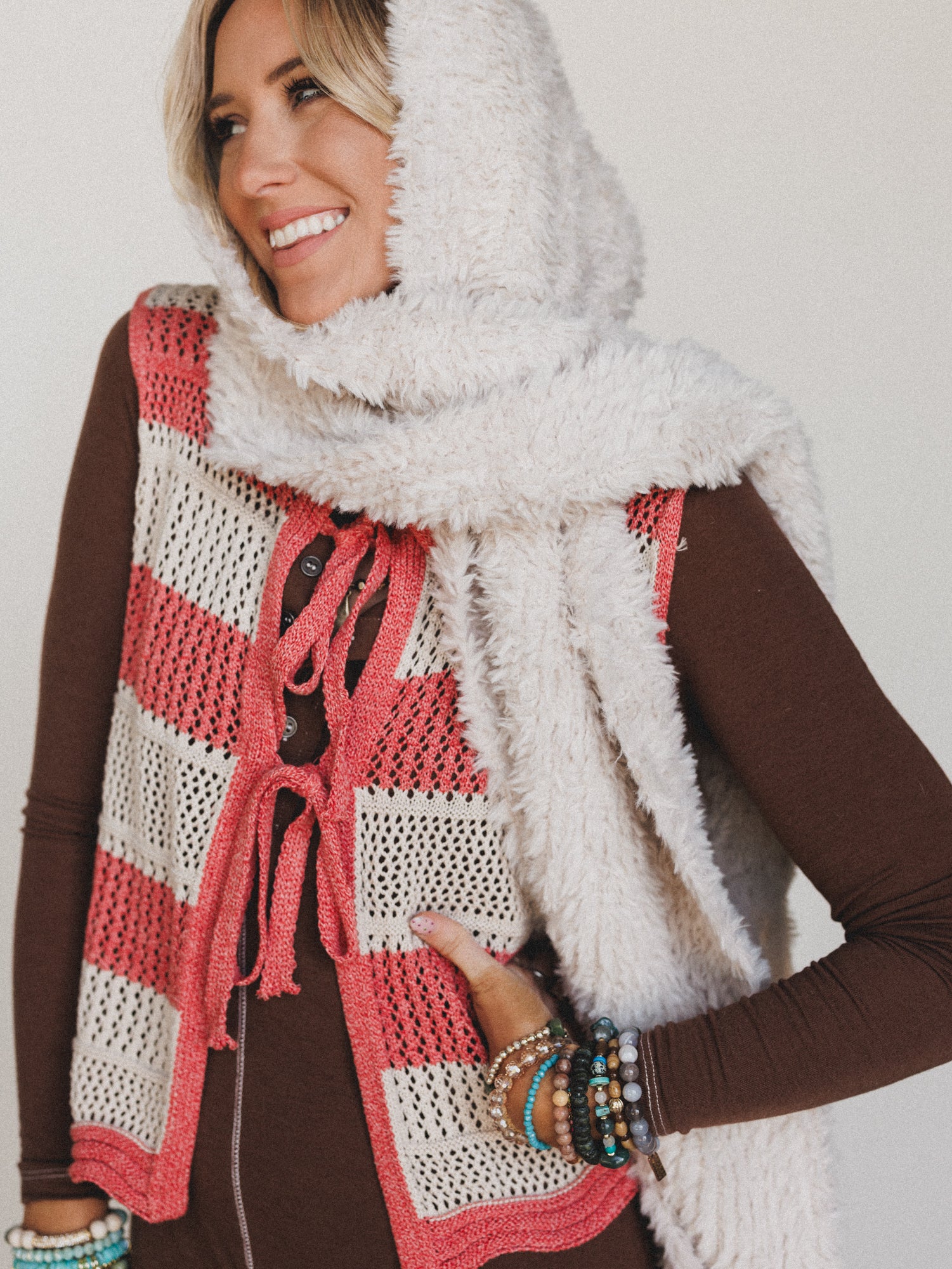 Cozy In The Cold Scarf - Ecru - Image 3