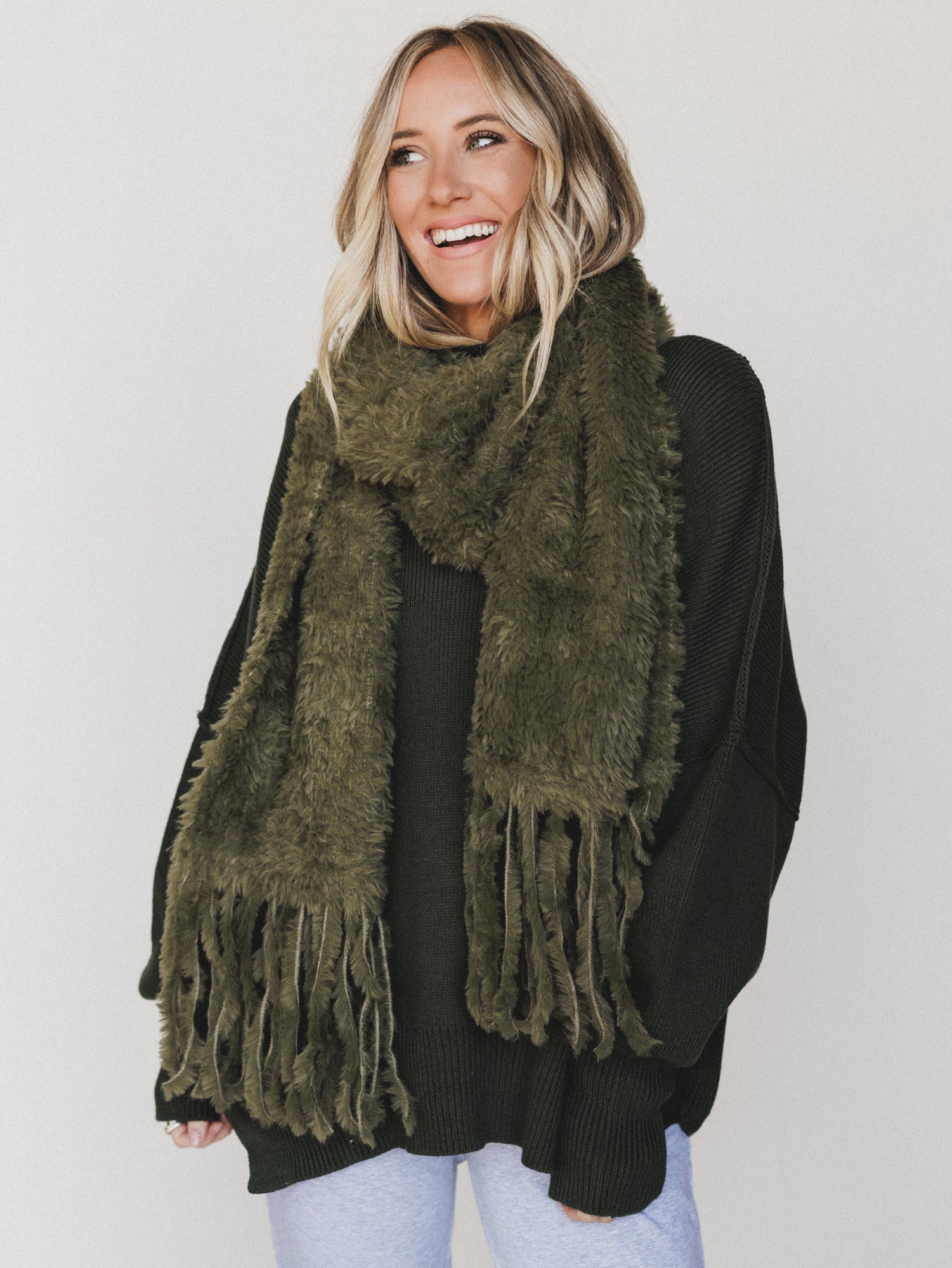 Cozy In The Cold Scarf - Olive