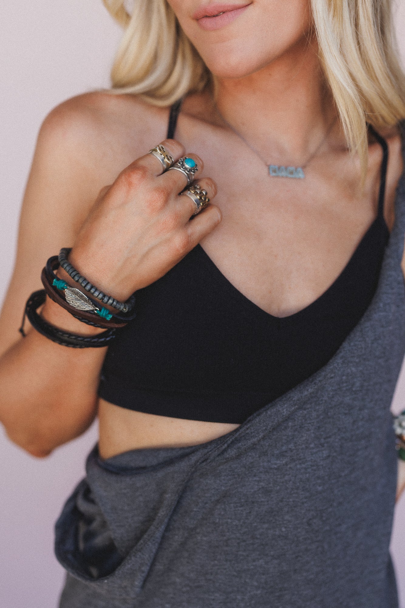 Crescent Moon Tattoo Bralette - Black - Image 4