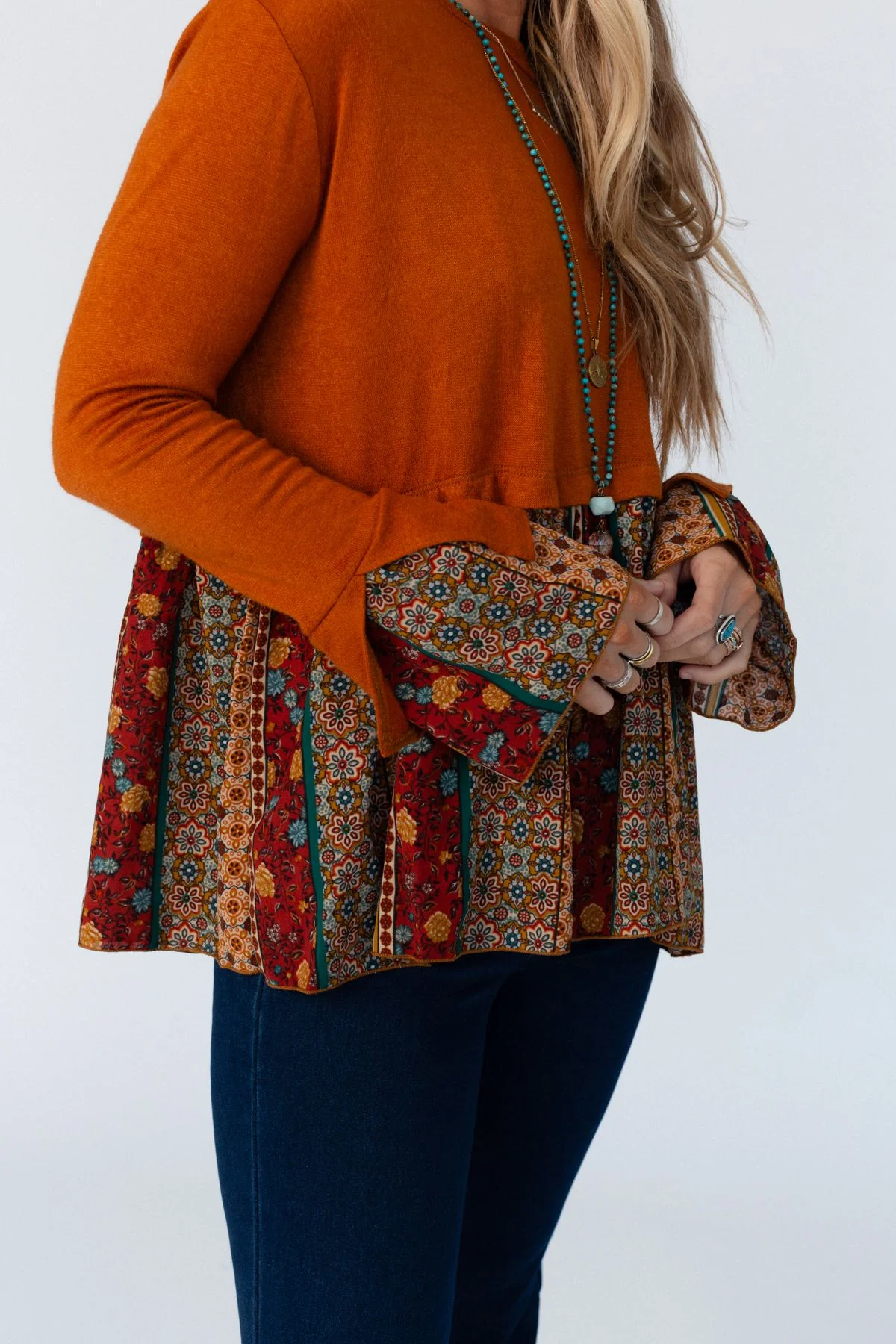 Crisp Sunny Day Bell Sleeve Top - Rust - Image 3