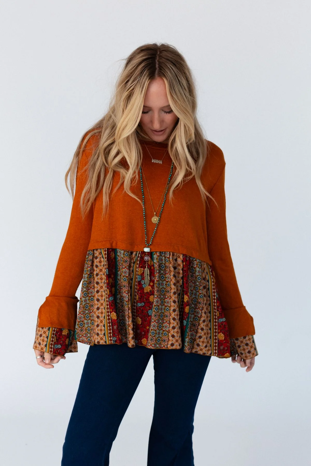 Crisp Sunny Day Bell Sleeve Top - Rust - Image 4